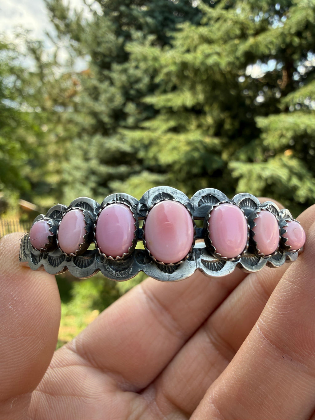 Russell Sam Navajo Pink Conch Cuff Size 6.5
