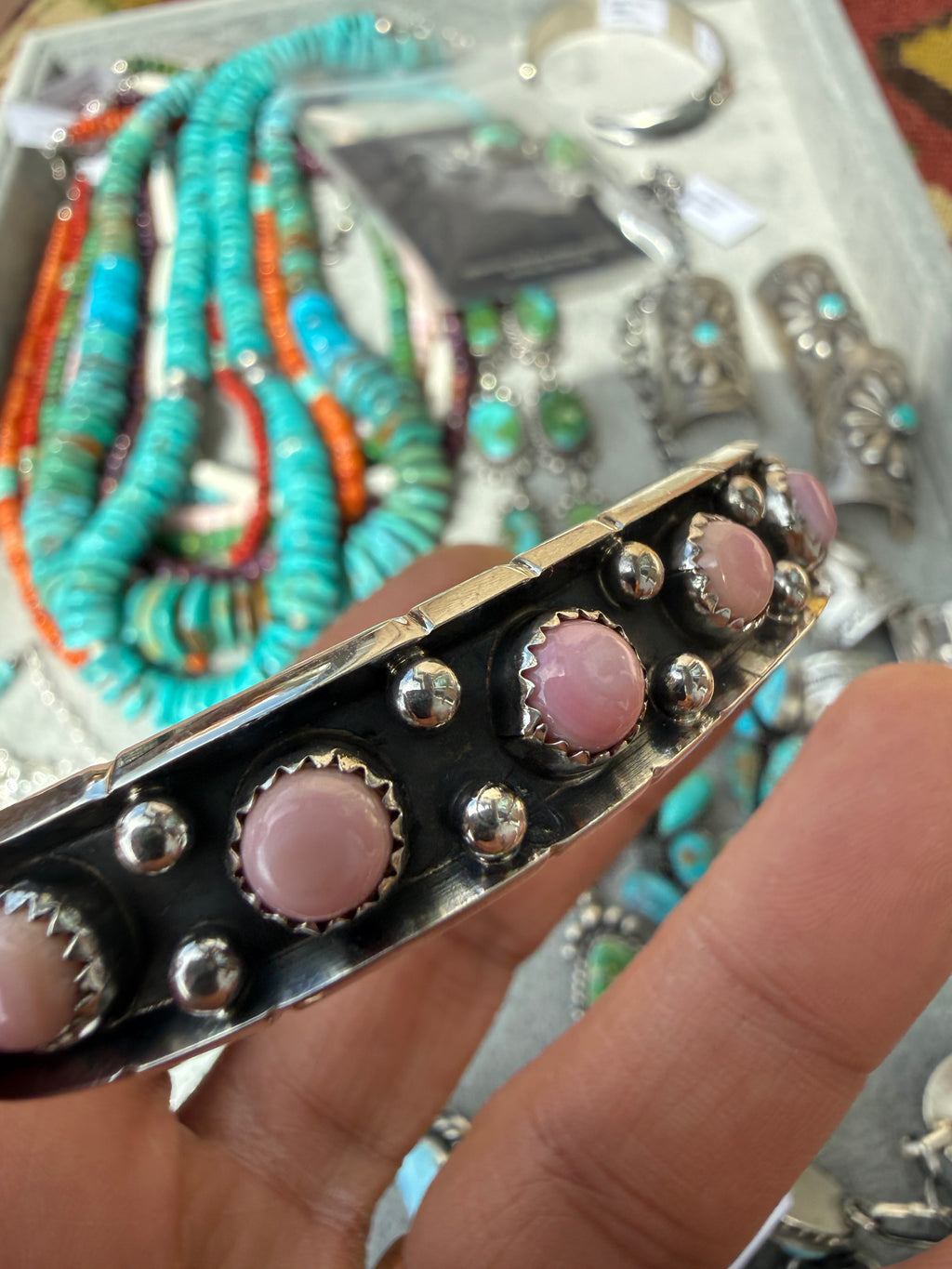 Reed Charley Navajo Pink Conch Cuff Bracelet SZ 7