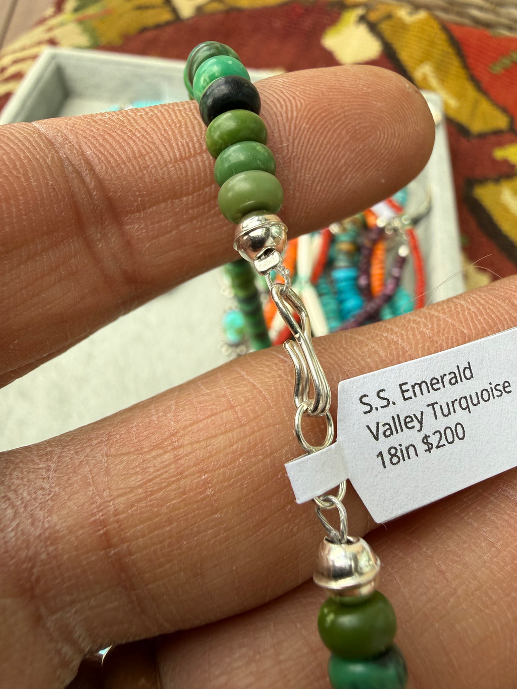 Tiffany Garcia Navajo Emerald Valley Turquoise Necklace 18”