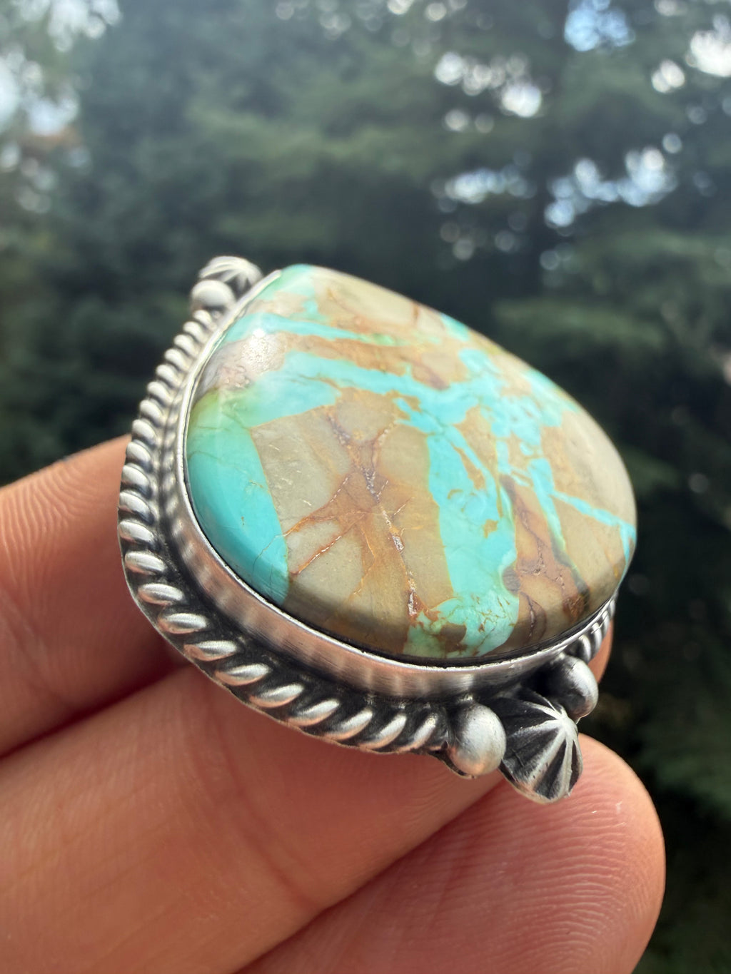 Johnny Dixon Navajo Royston Ribbon Turquoise Ring Size Adjustable