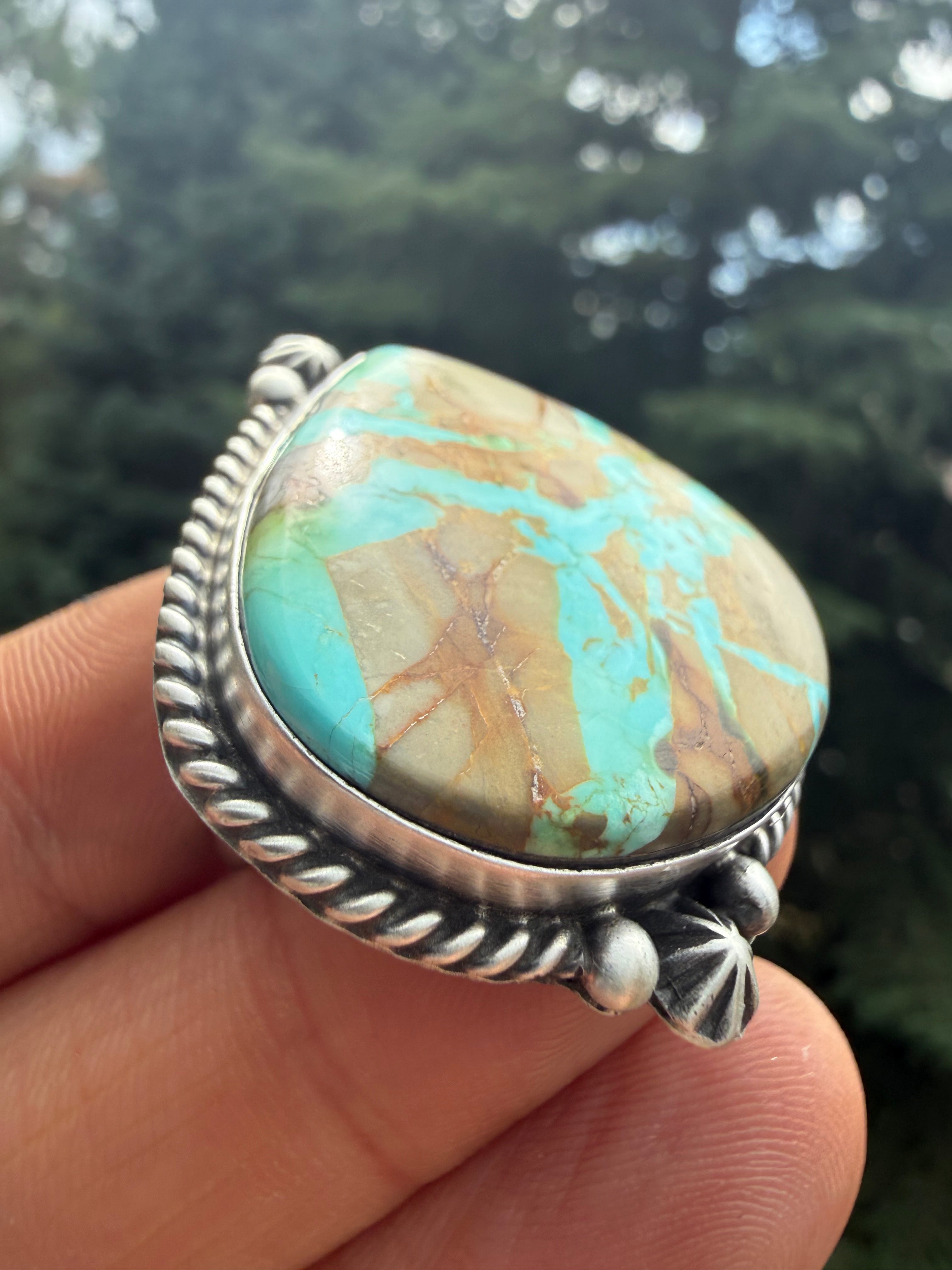 Johnny Dixon Navajo Royston Ribbon Turquoise Ring Size Adjustable