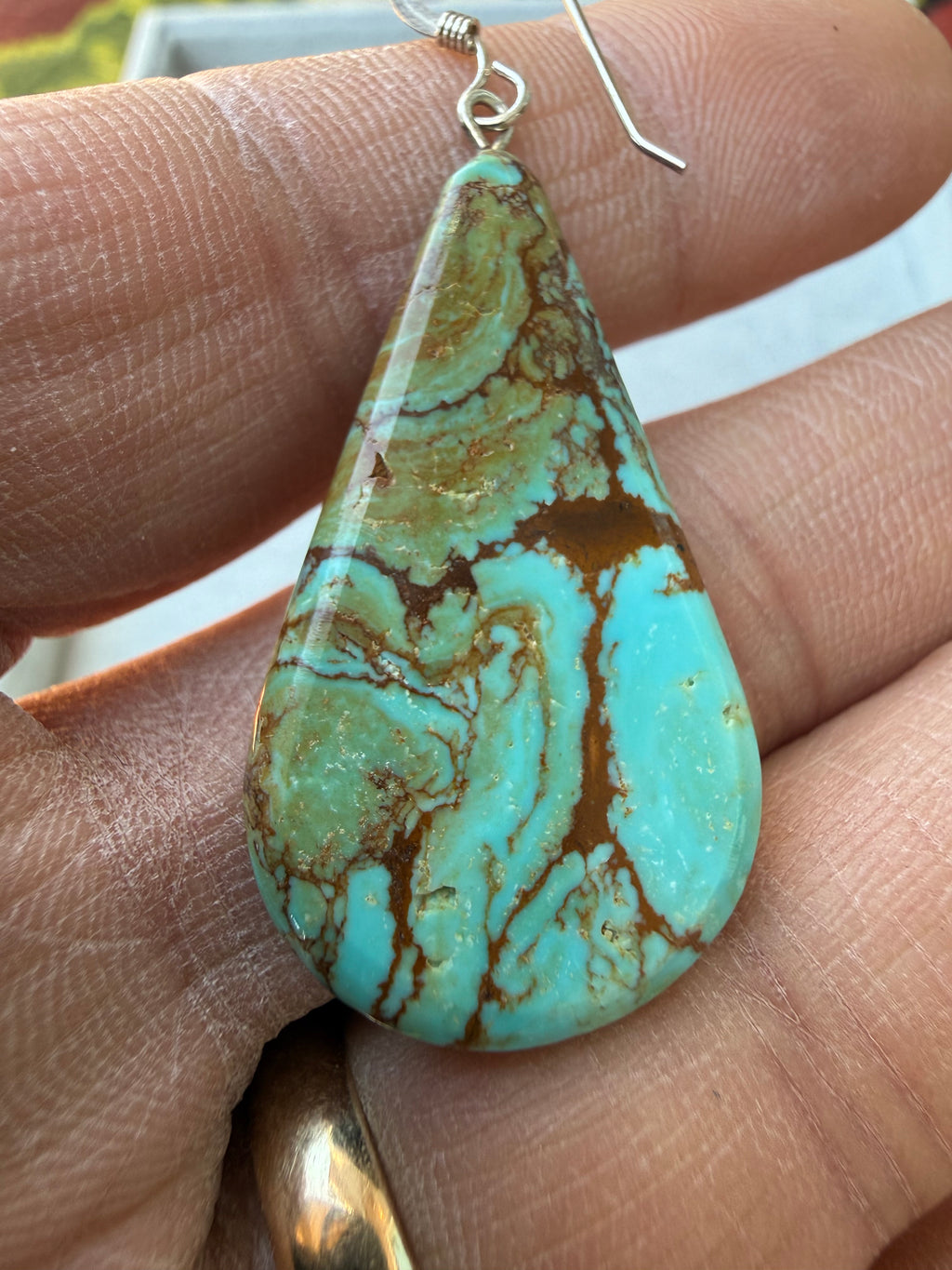 Keith Henry Navajo Nacozari Turquoise Slab Earrings