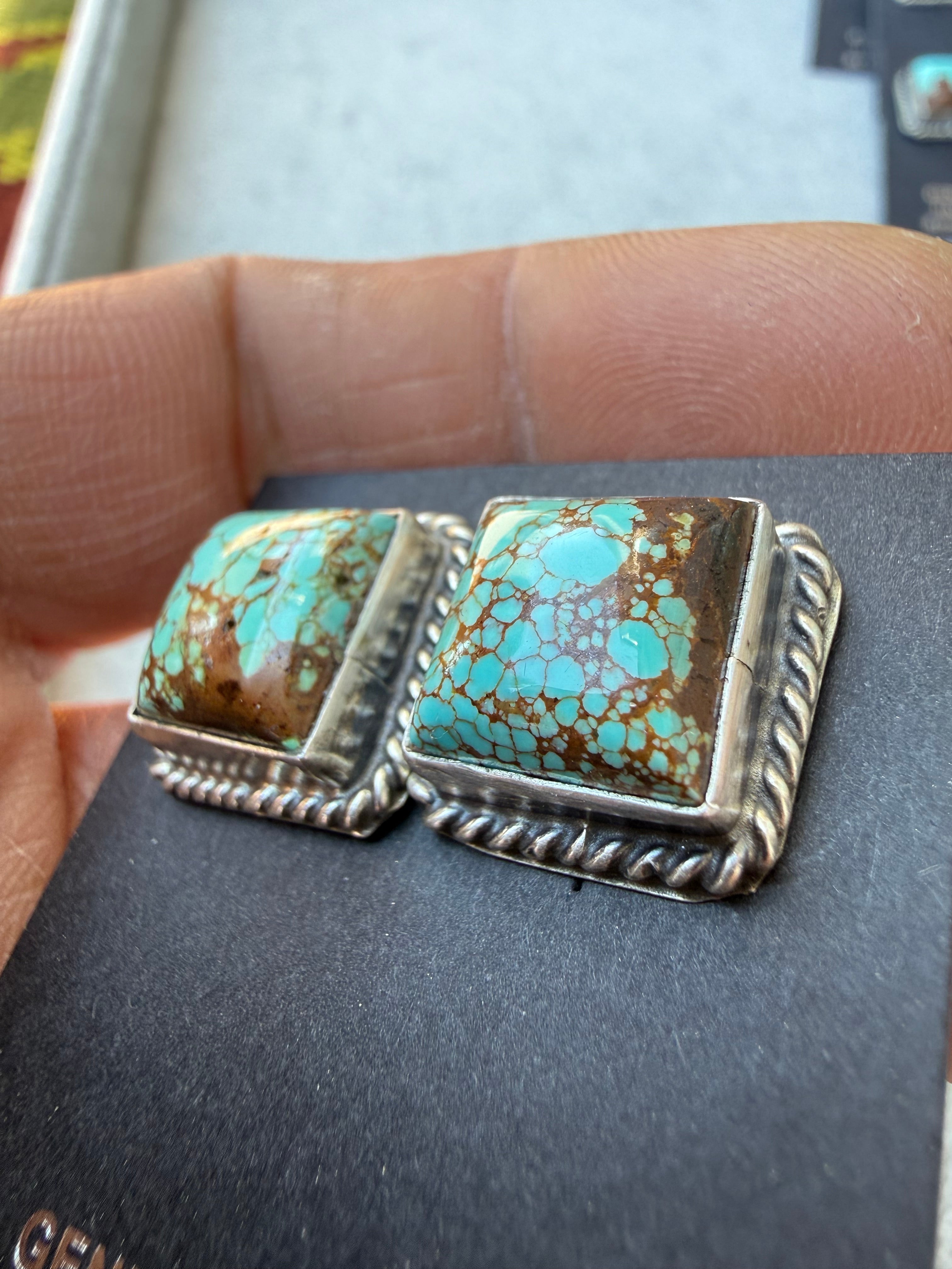 Judith Dixon Navajo #8 Turquoise Stud Earrings
