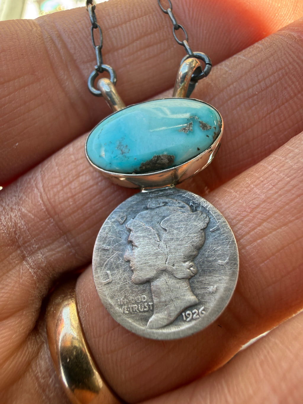 Keith Henry Navajo Carico Lake Turquoise Necklace 18”