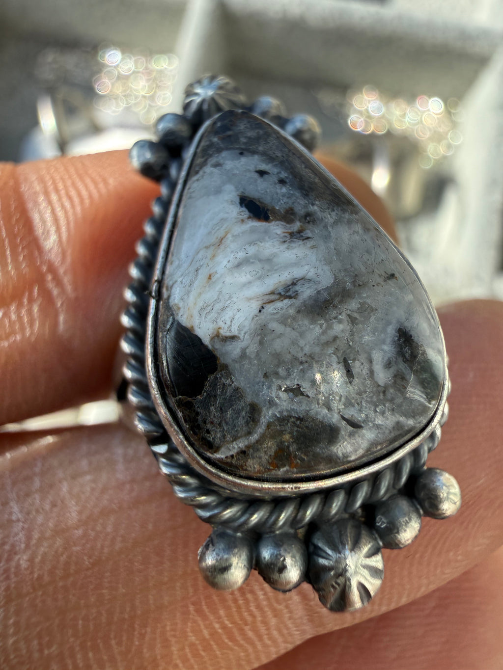 Freda Martinez Navajo Nevada White Buffalo Ring Size 8