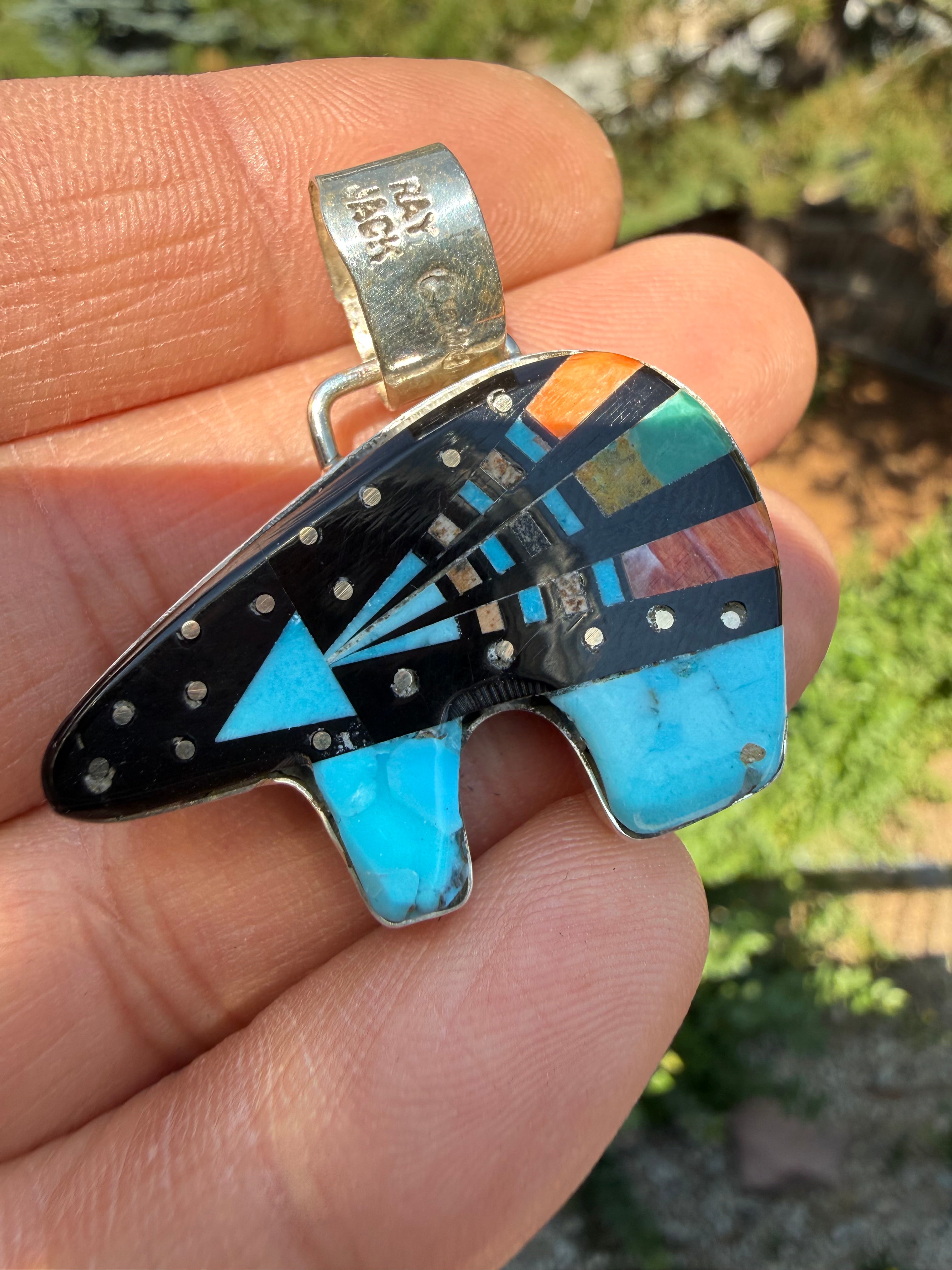 Ray Jack Navajo Micro Inlaid double-sided Pendant