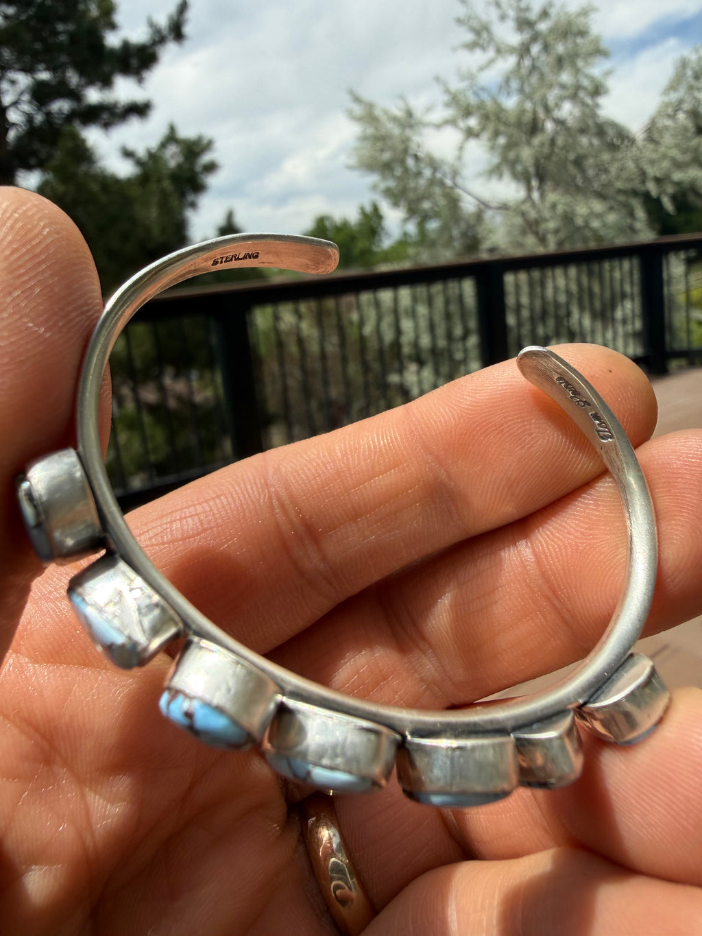 Tom Lewis Navajo Golden Hills Turquoise Cuff SZ 6.5