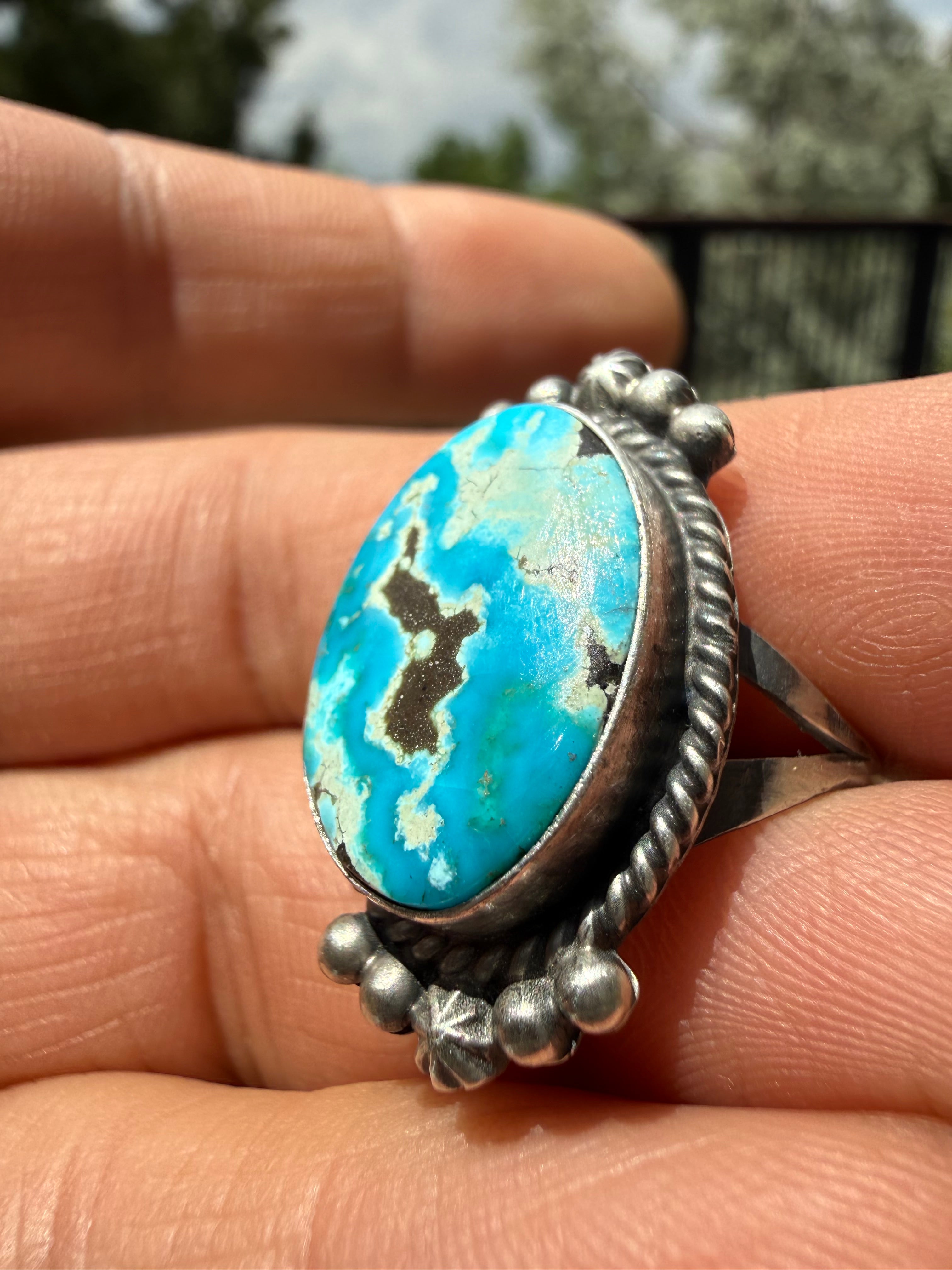 Freda Martinez Navajo Kingman Turquoise Ring SZ 8