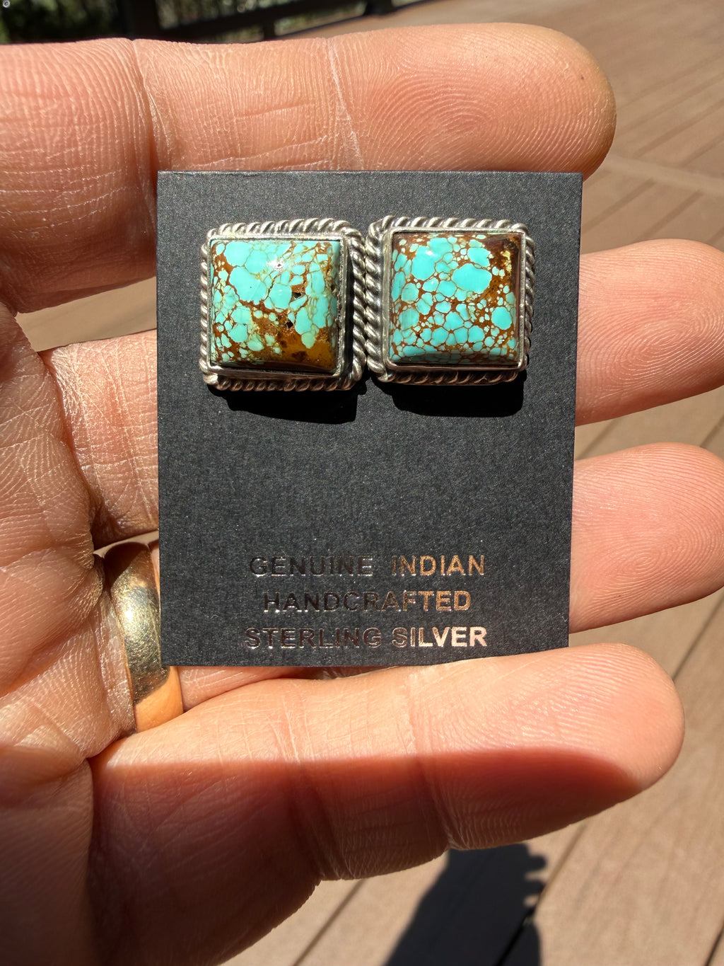 Judith Dixon Navajo #8 Turquoise Stud Earrings