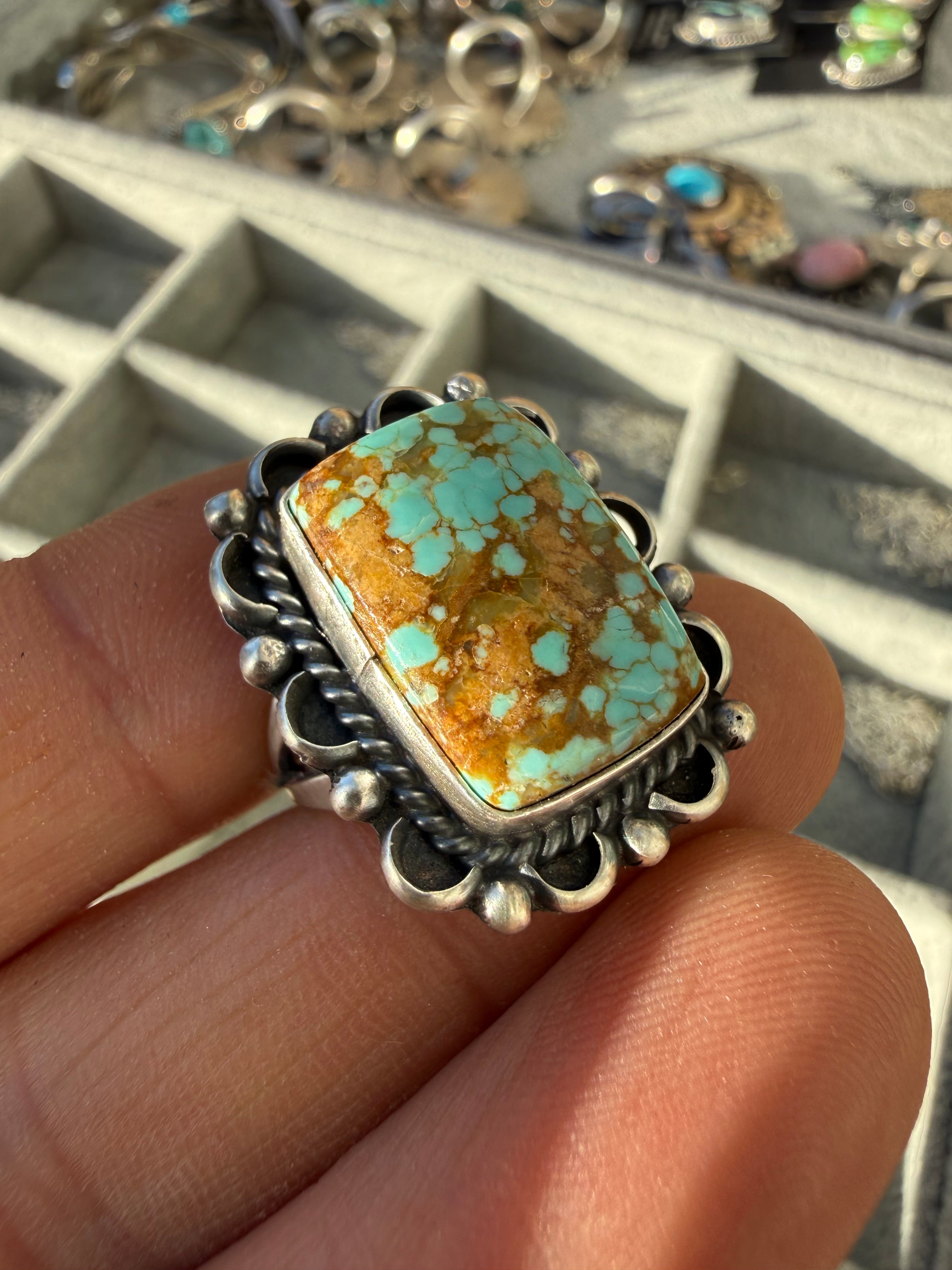 Freda Martinez Navajo #8 Turquoise Ring Size 8