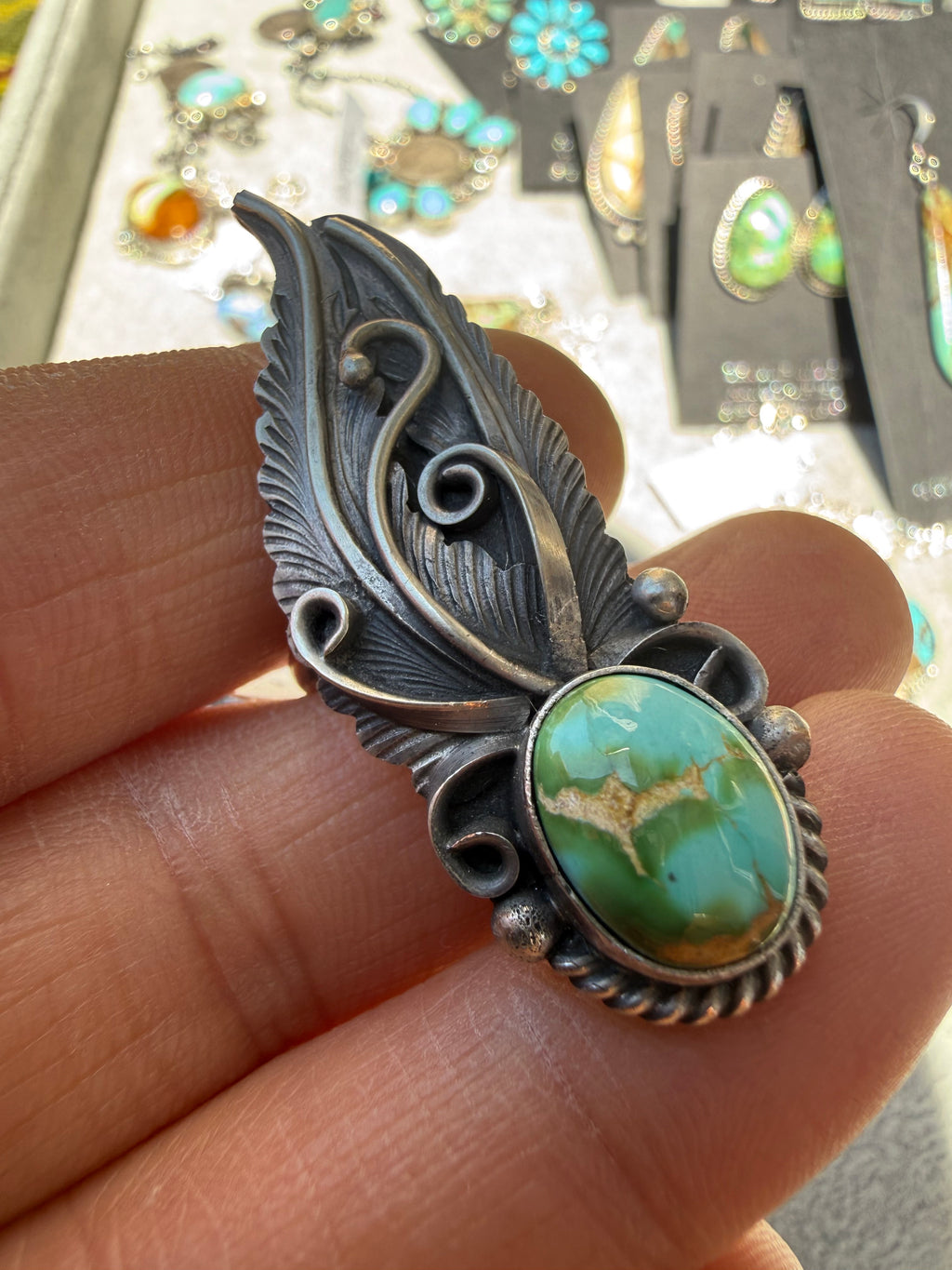 Jimmy Lee Navajo Sonoran Gold Turquoise Ring Size Adjustable