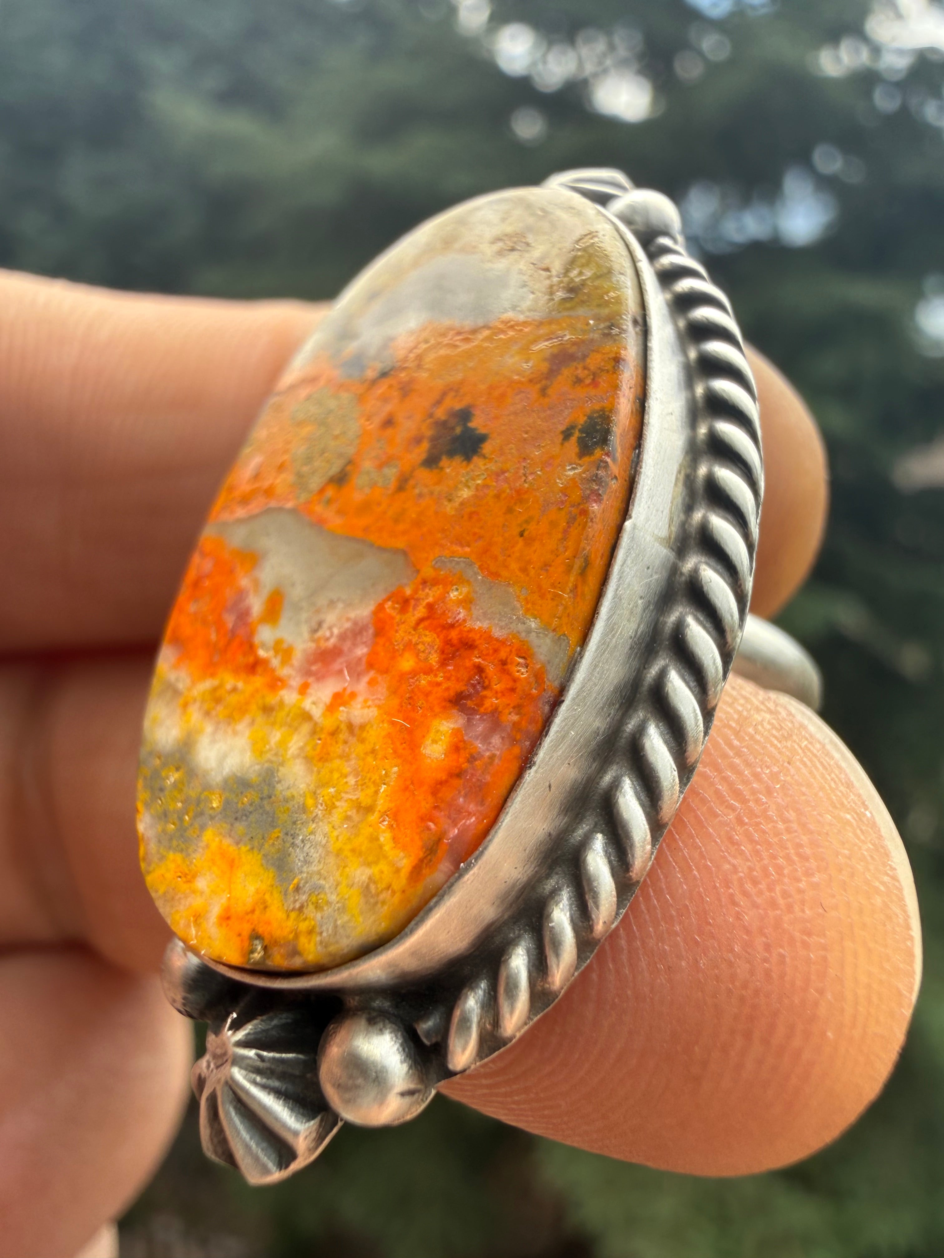 Johnny Dixon Navajo Bumblebee Jasper Ring Size Adjustable