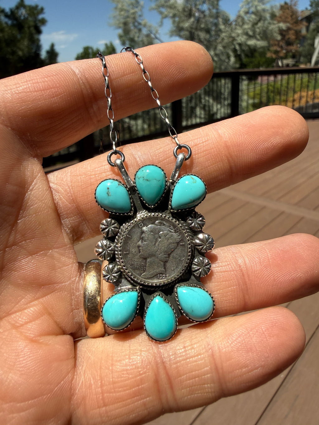 Keith Henry Navajo Sonoran Turquoise Necklace 18”