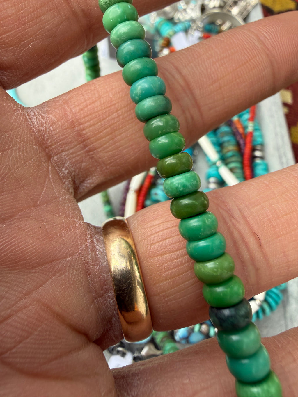 Tiffany Garcia Navajo Emerald Valley Turquoise Necklace 18”