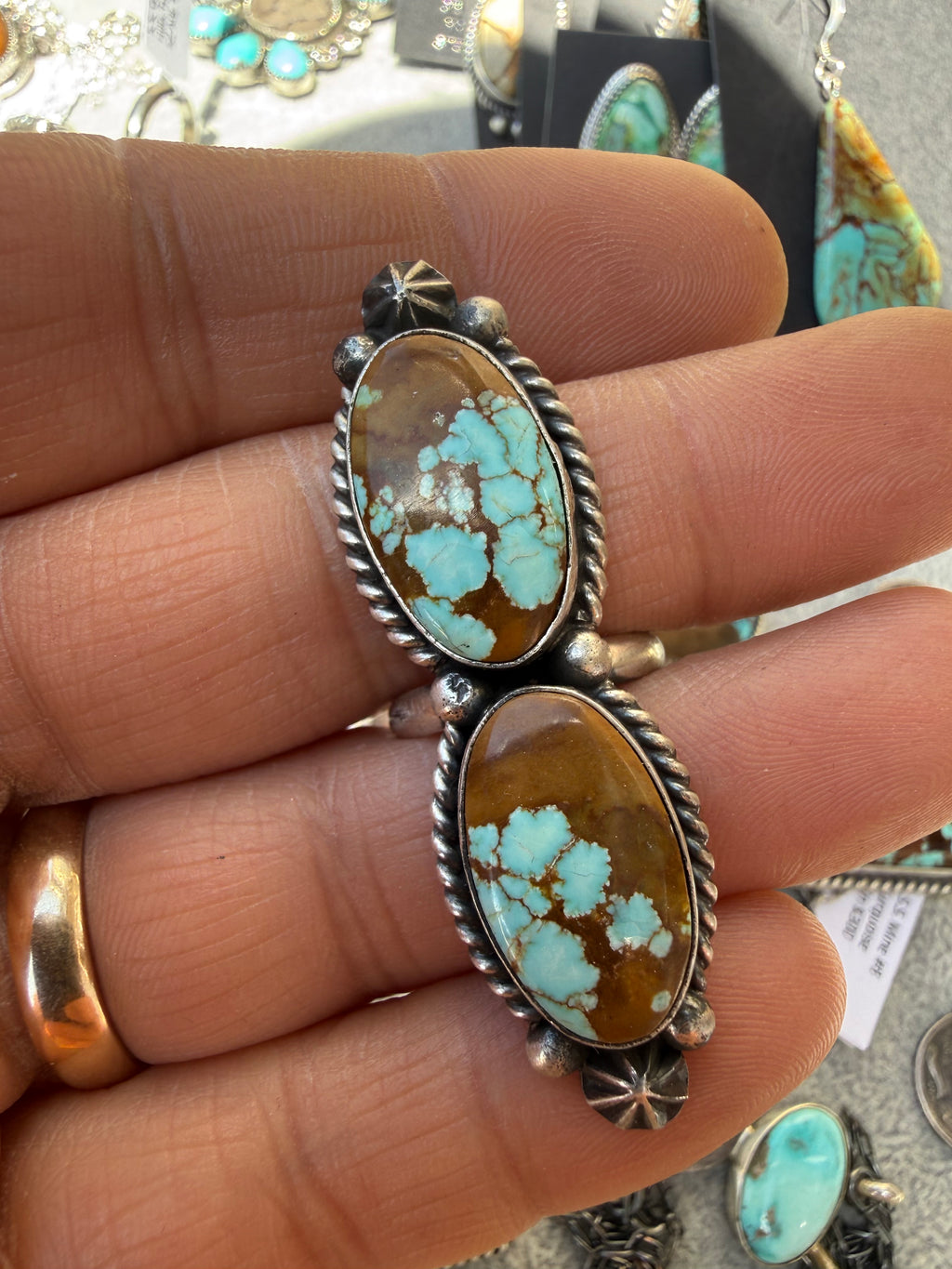 Johnny Dixon Navajo #8 Turquoise Ring SZ Adjustable