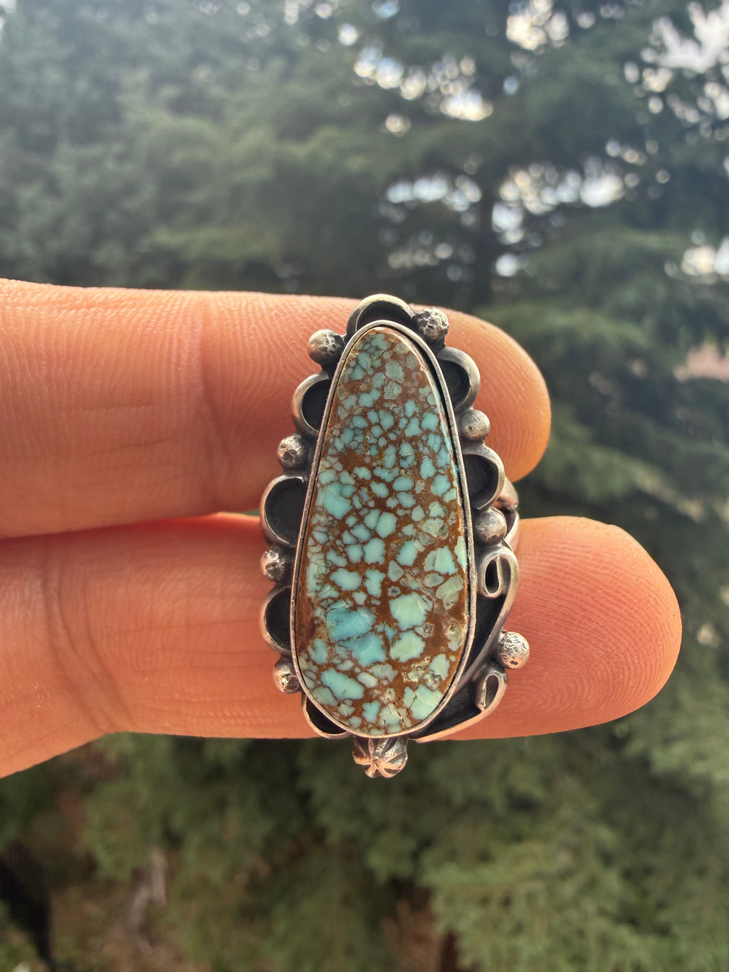 Freda Martinez Navajo Mine #8 Turquoise Ring Size 8