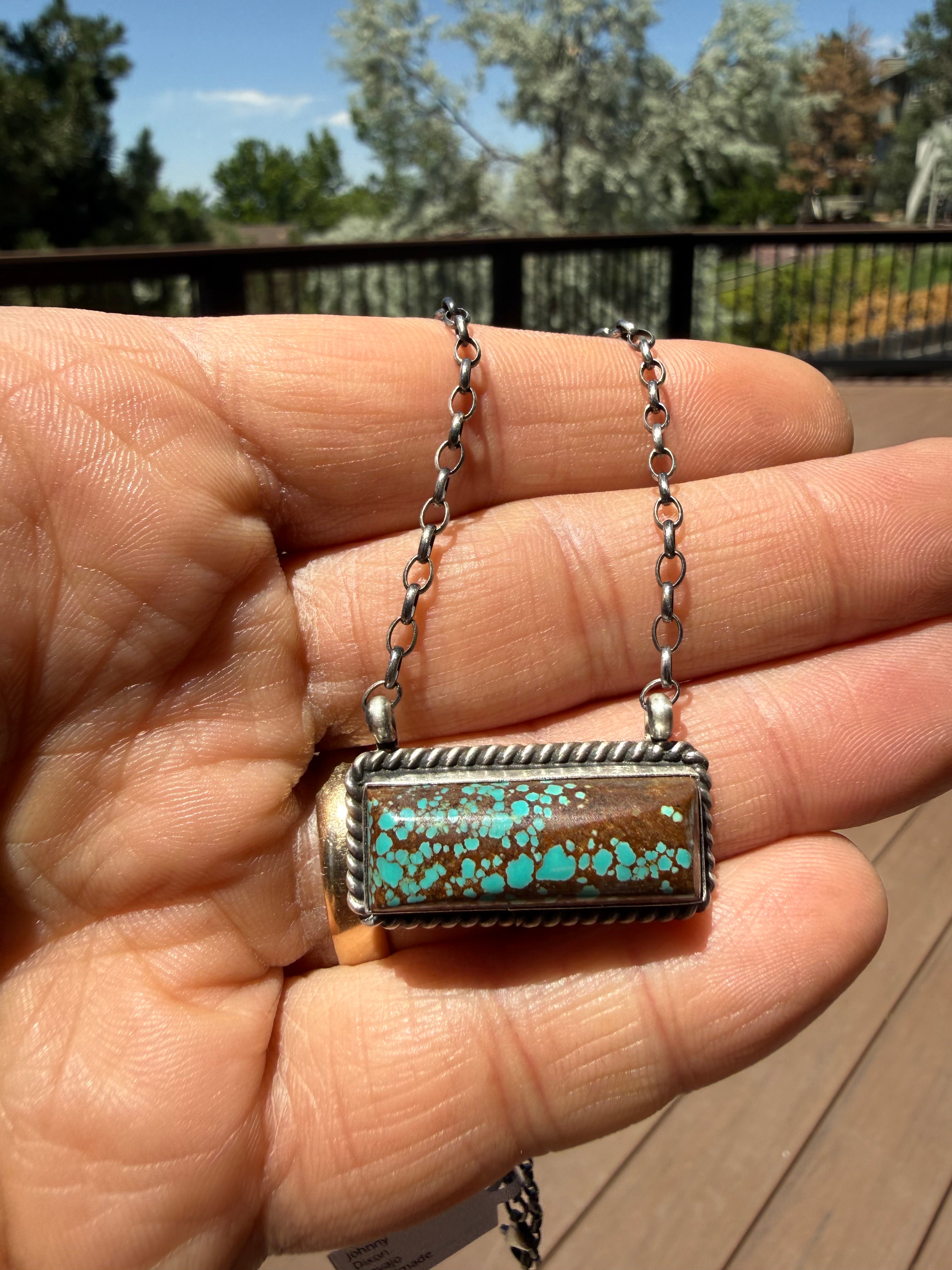 Johnny Dixon Navajo #8 Turquoise Necklace 16”