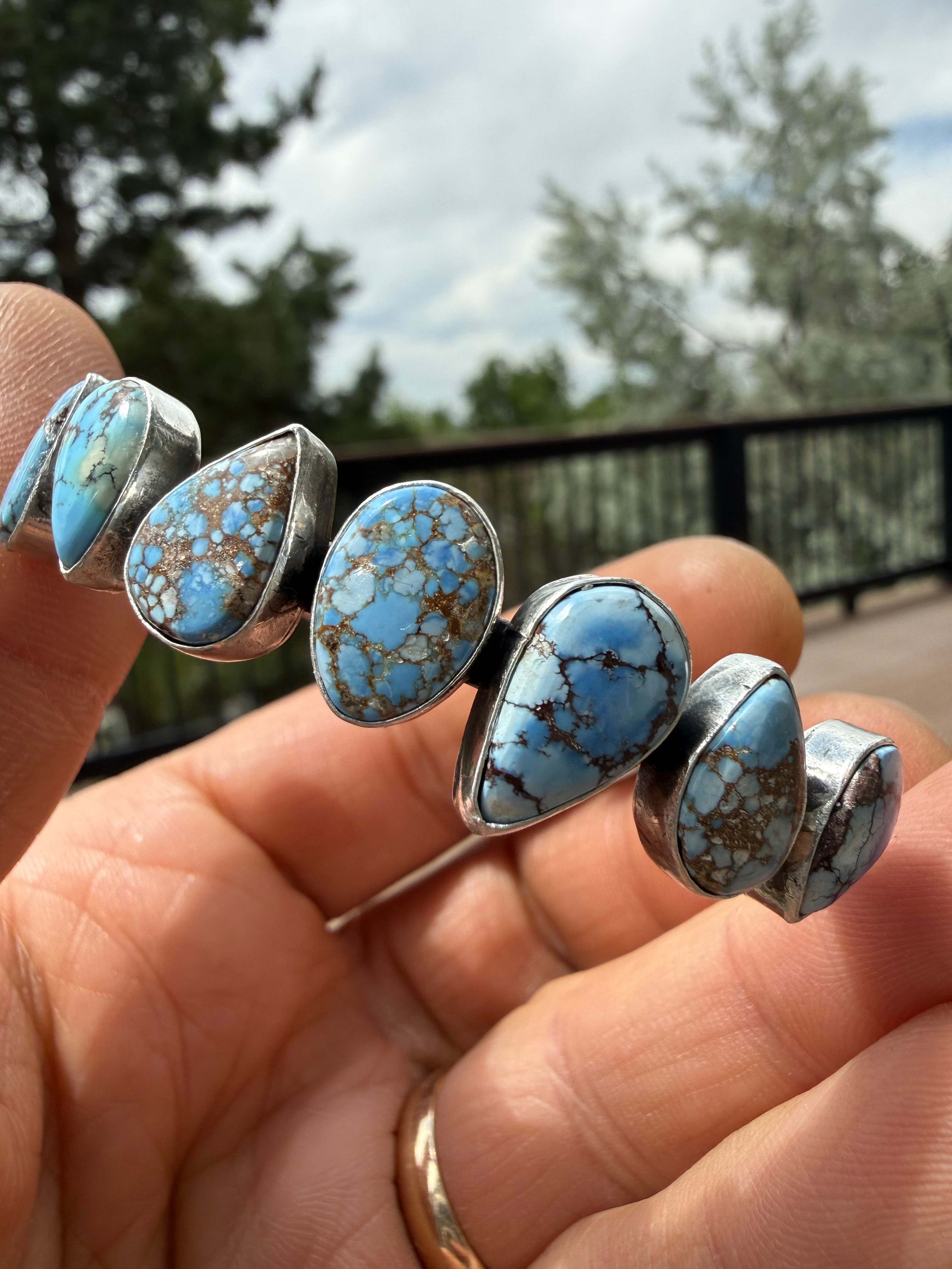 Tom Lewis Navajo Golden Hills Turquoise Cuff SZ 6.5