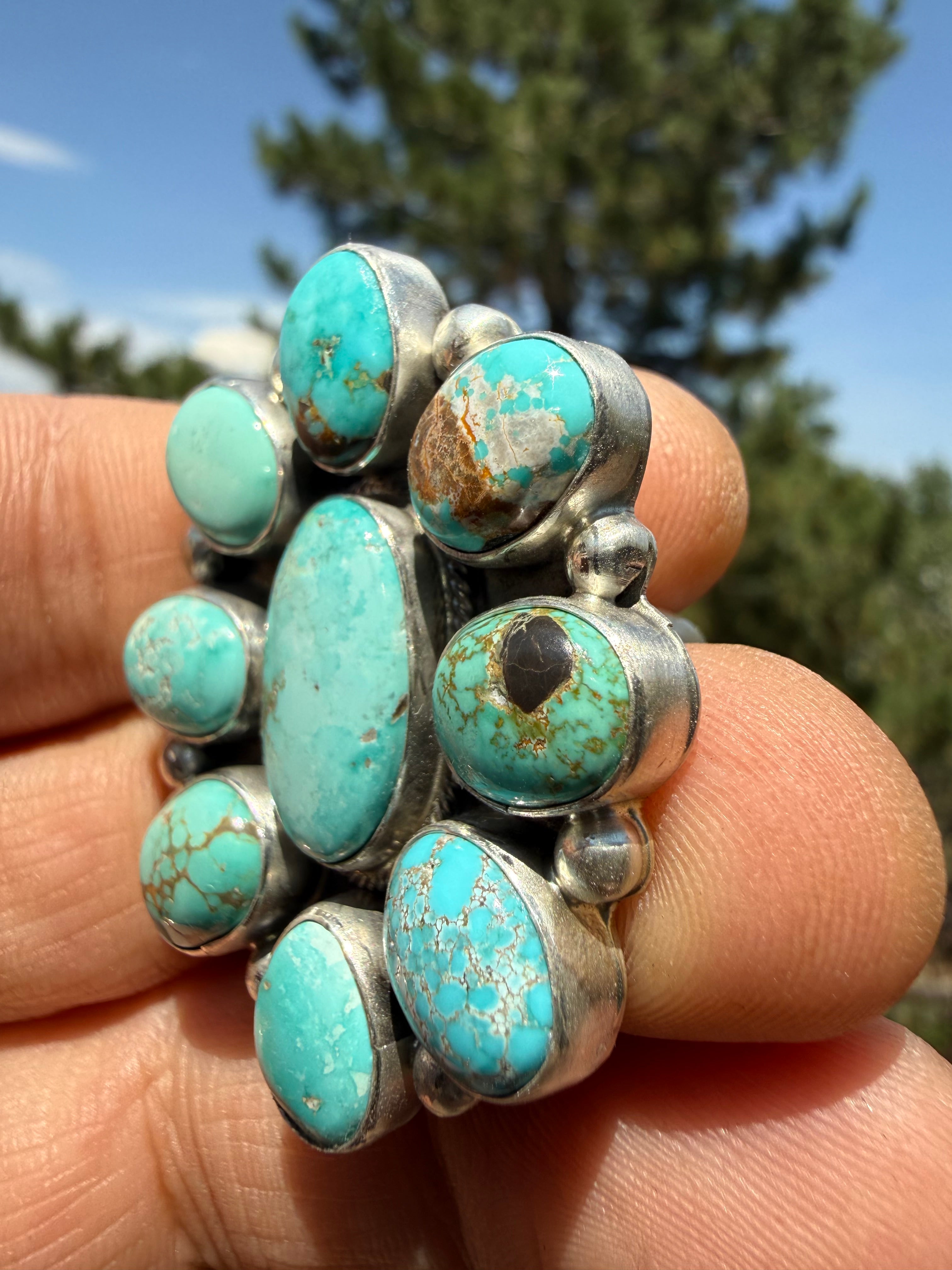 Bonnie Benally Navajo Carico Lake Turquoise Ring Size Adjustable