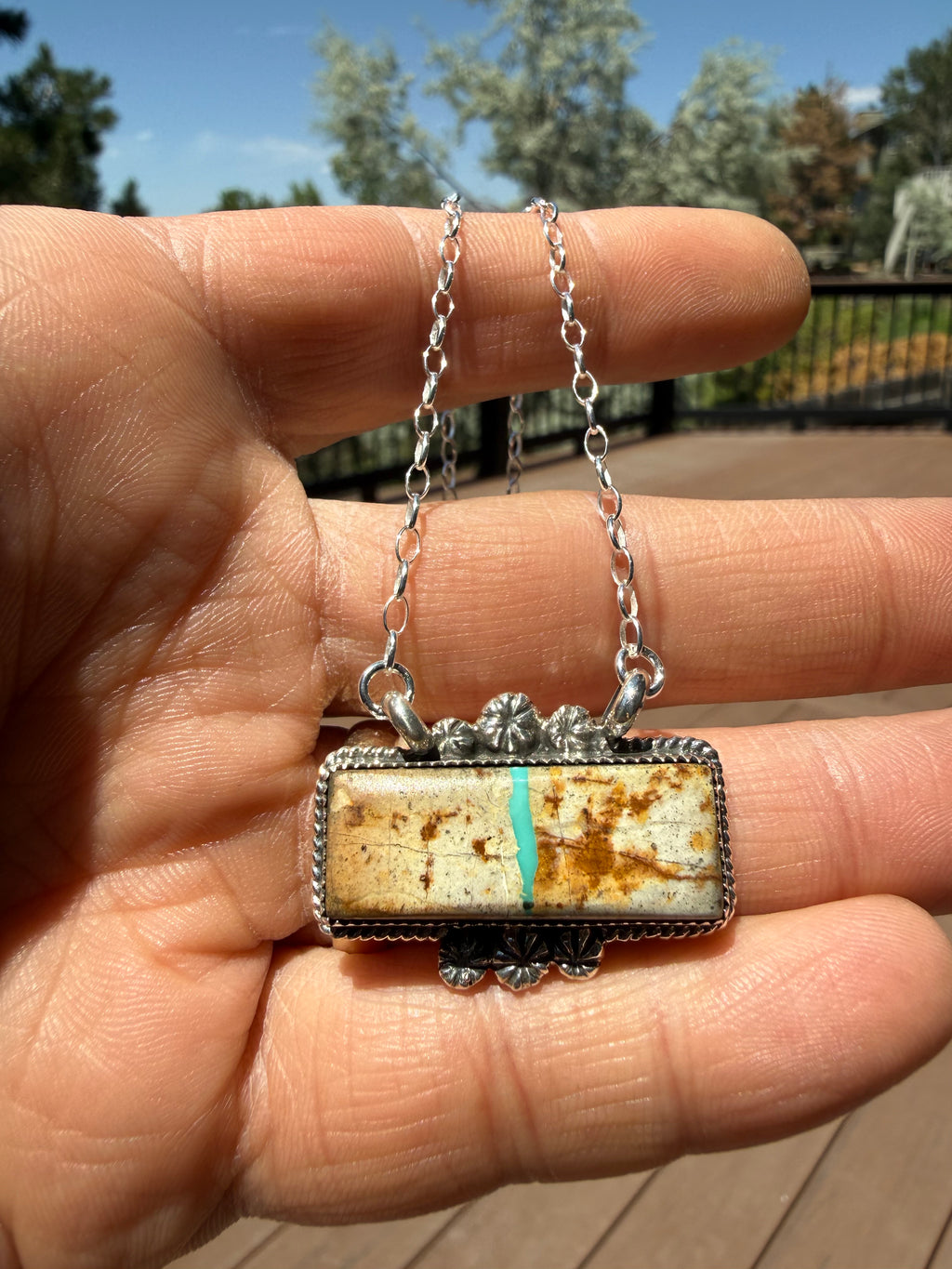 Keith Henry Navajo Royston Ribbon Turquoise Necklace 18”