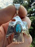 Junior Begay Navajo Sonoran Turquoise Thunderbird Pendant