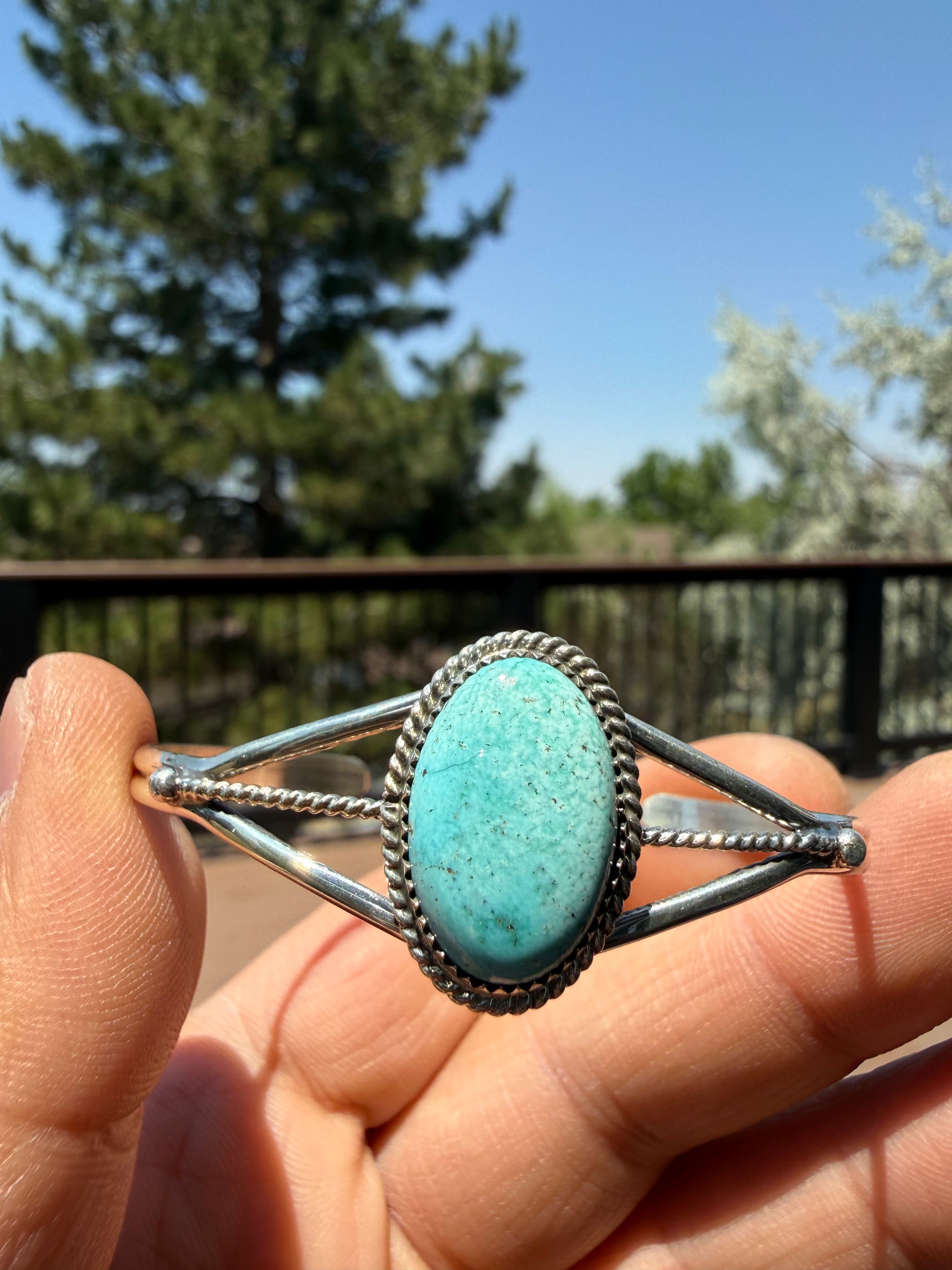 Keith Henry Navajo Whitewater Turquoise Cuff Bracelet SZ 6.5