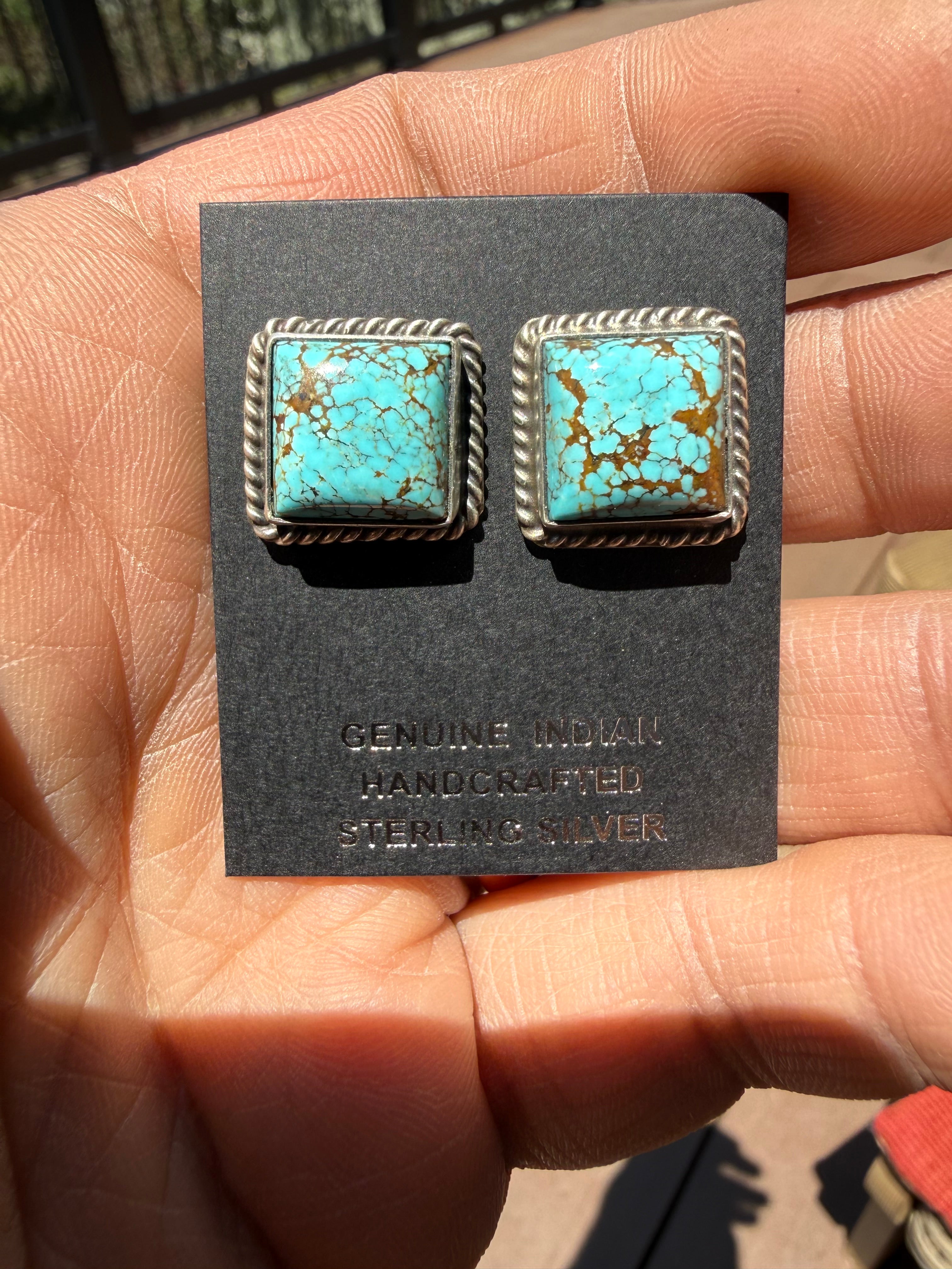 Judith Dixon Navajo #8 Turquoise Stud Earrings
