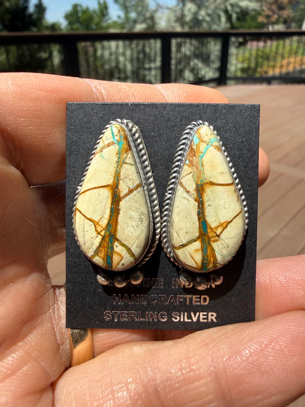 Judith Dixon Navajo Royston Ribbon Turquoise Stud Earrings
