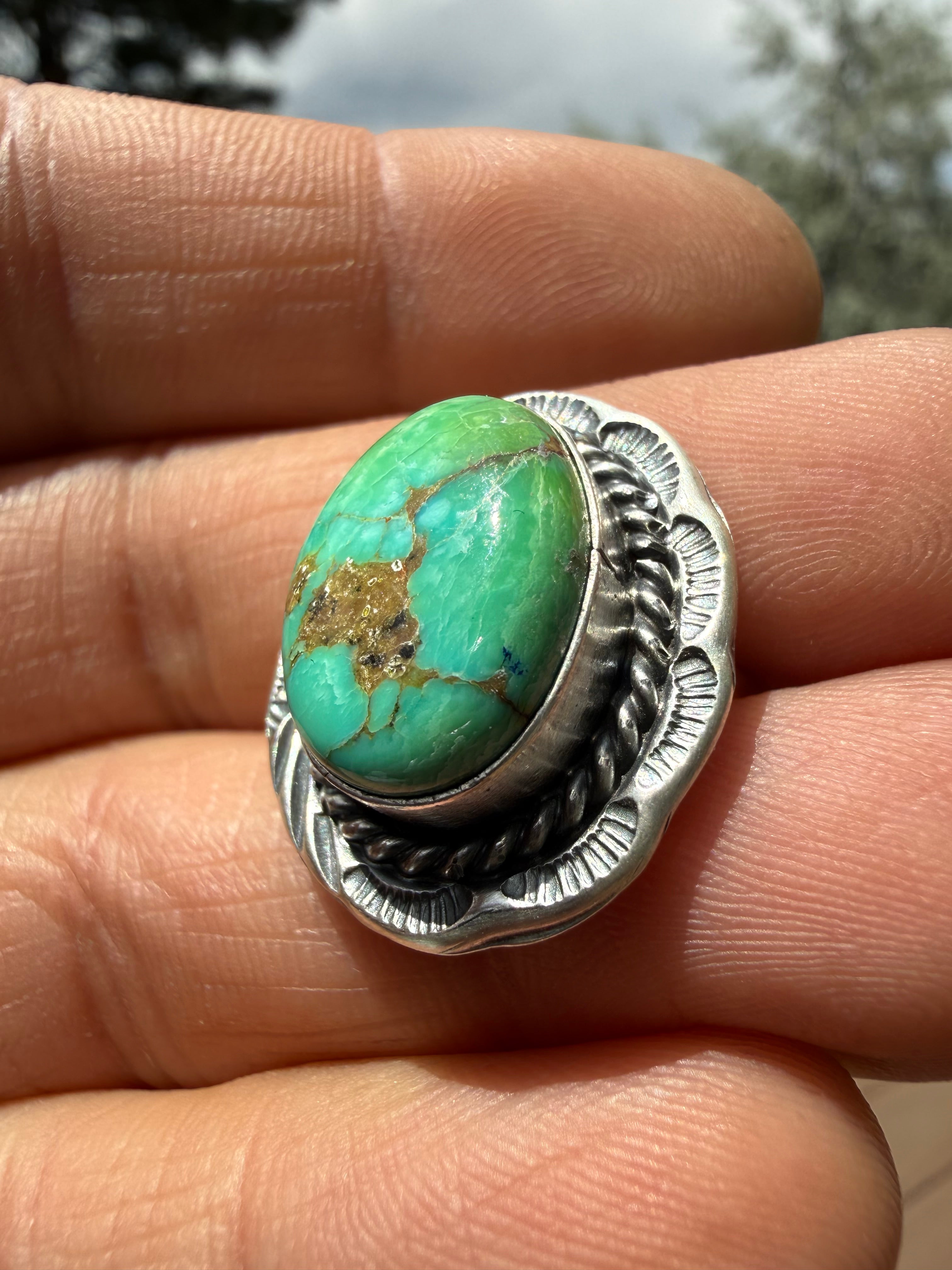 Freda Martinez Navajo Kingman Turquoise Ring SZ 6.5