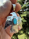 Junior Begay Navajo Sonoran Turquoise Thunderbird Pendant
