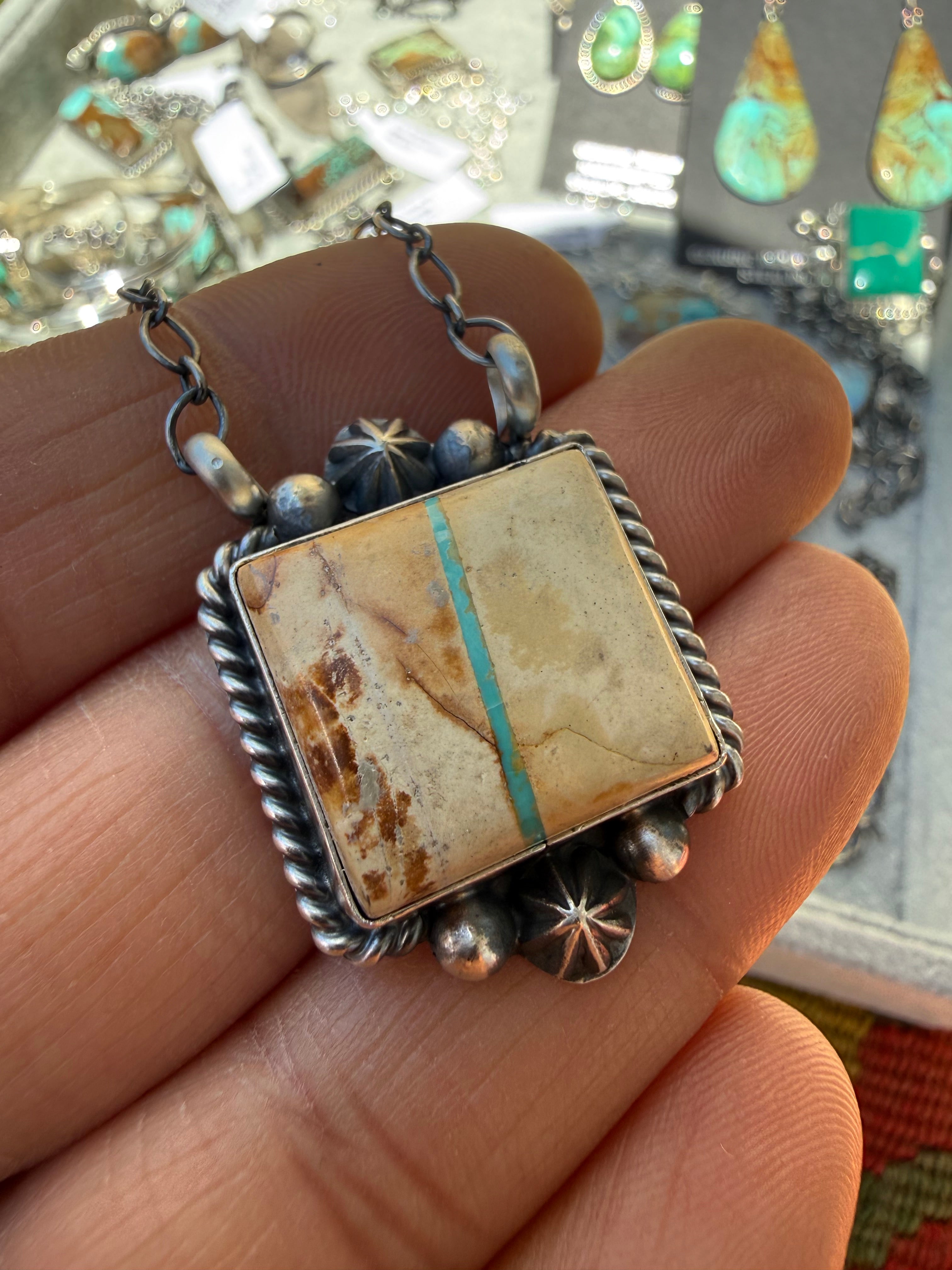 Myron Begay Navajo Royston Ribbon Turquoise Necklace 18”