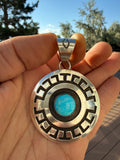 Rosco Scott Navajo Sonoran Blue Turquoise Concho Pendant