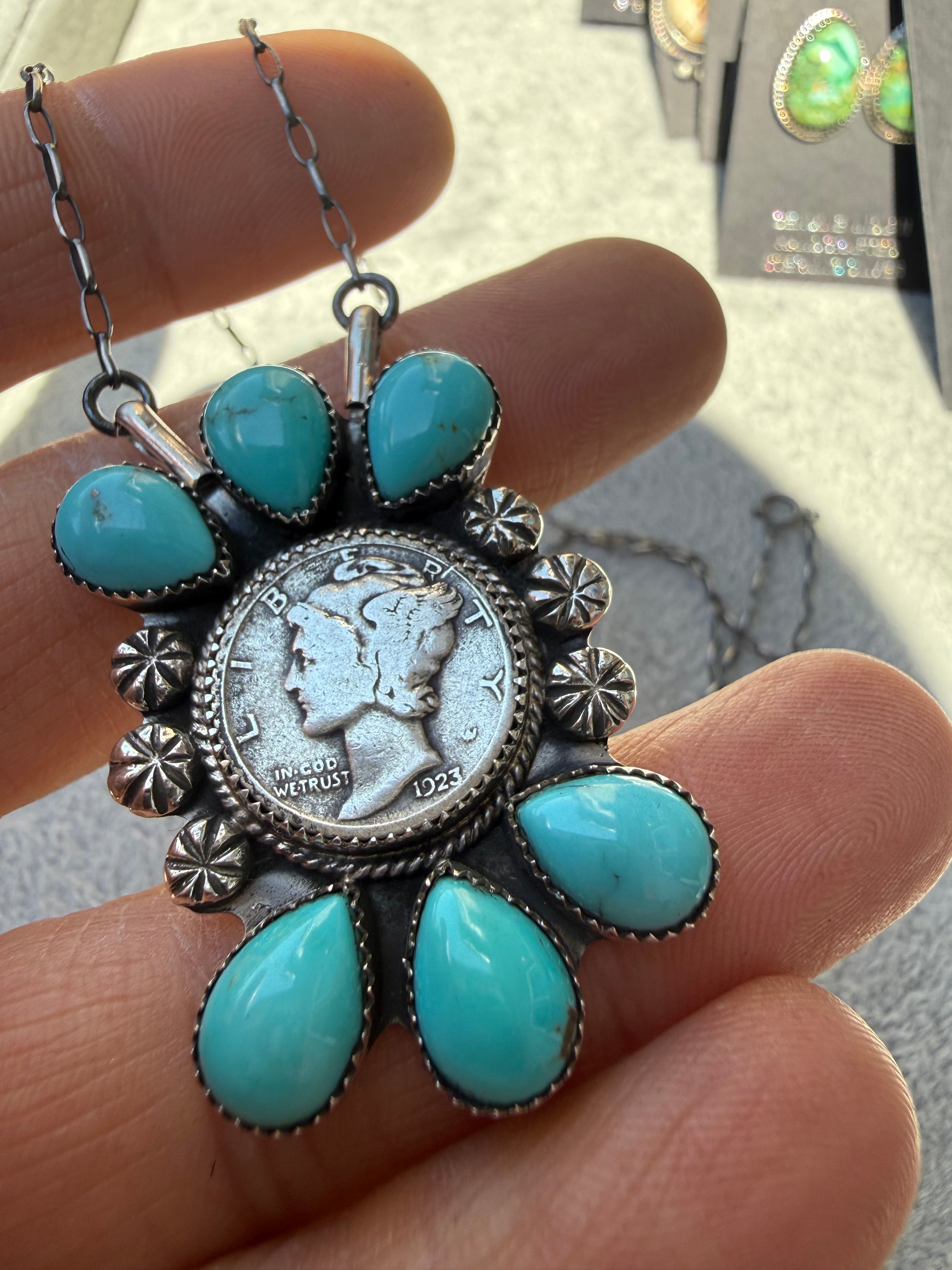 Keith Henry Navajo Sonoran Turquoise Necklace 18”
