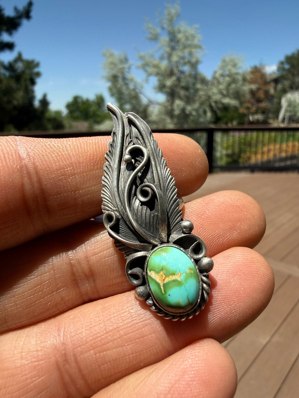 Jimmy Lee Navajo Sonoran Gold Turquoise Ring Size Adjustable