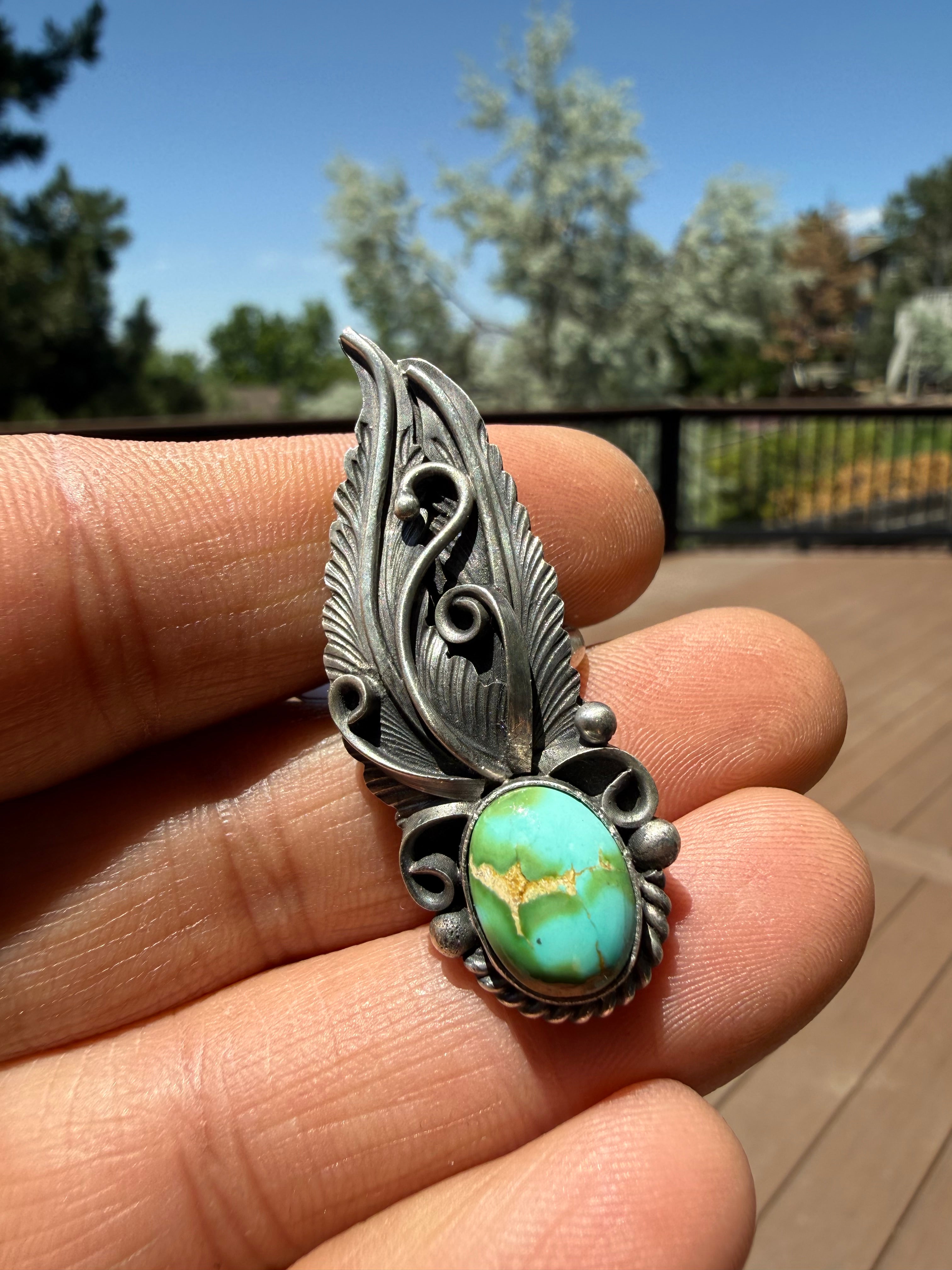 Jimmy Lee Navajo Sonoran Gold Turquoise Ring Size Adjustable