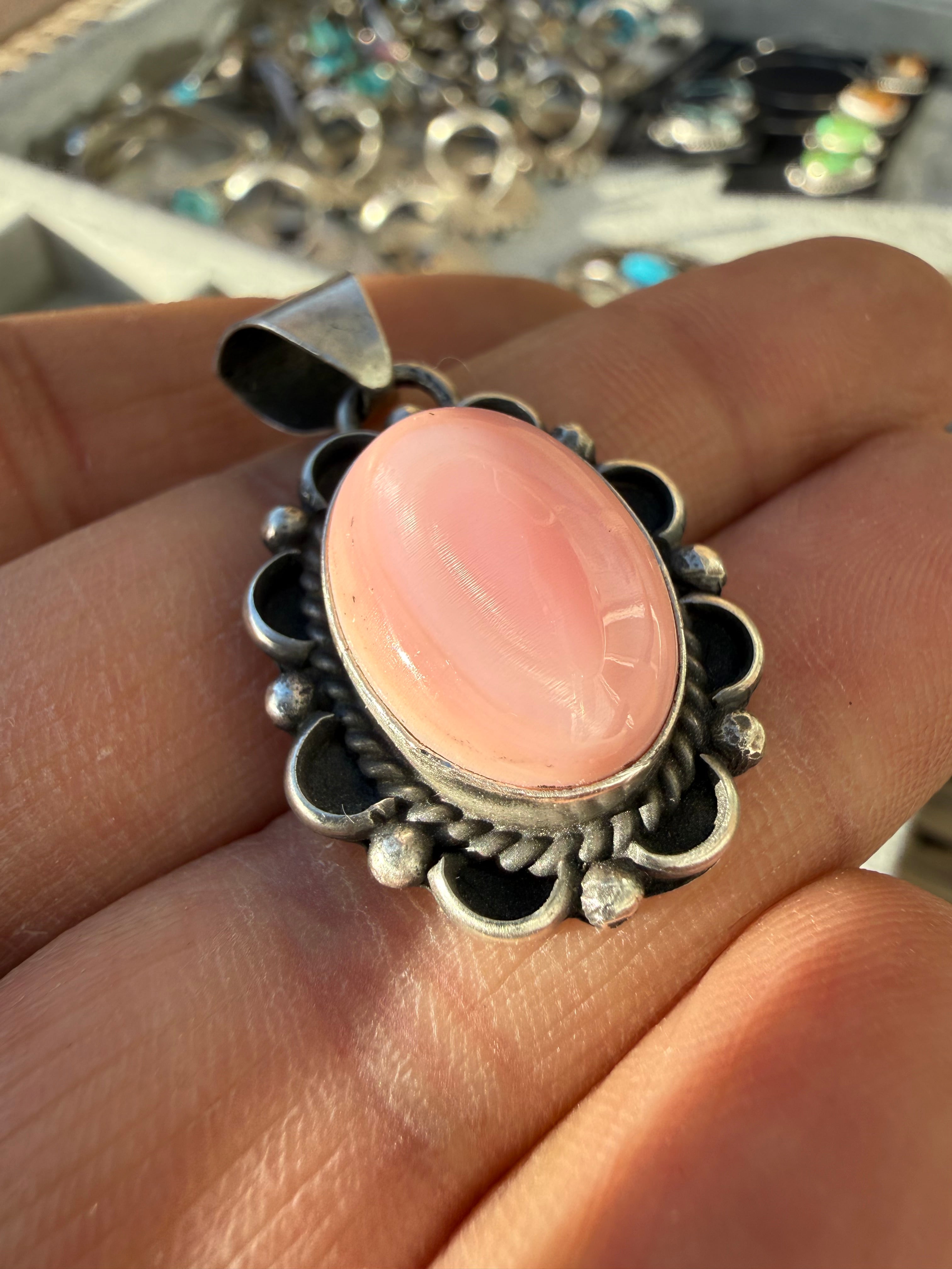 Freda Martinez Navajo Pink Conch Pendant