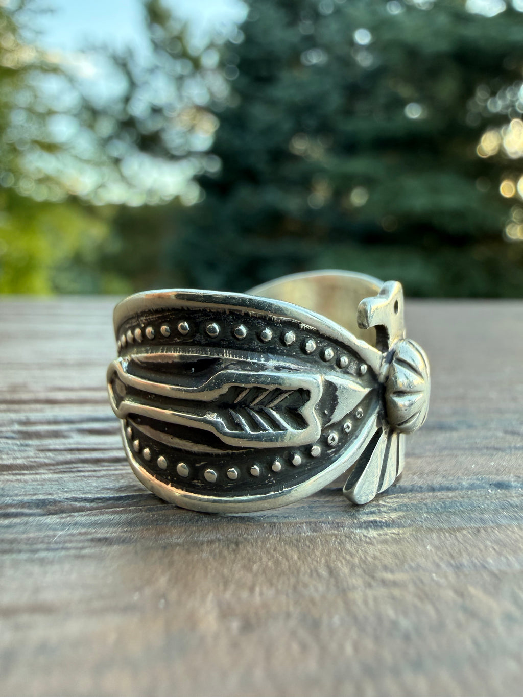 Darrell Cadman Handmade Navajo Thunderbird Ring SZ 9