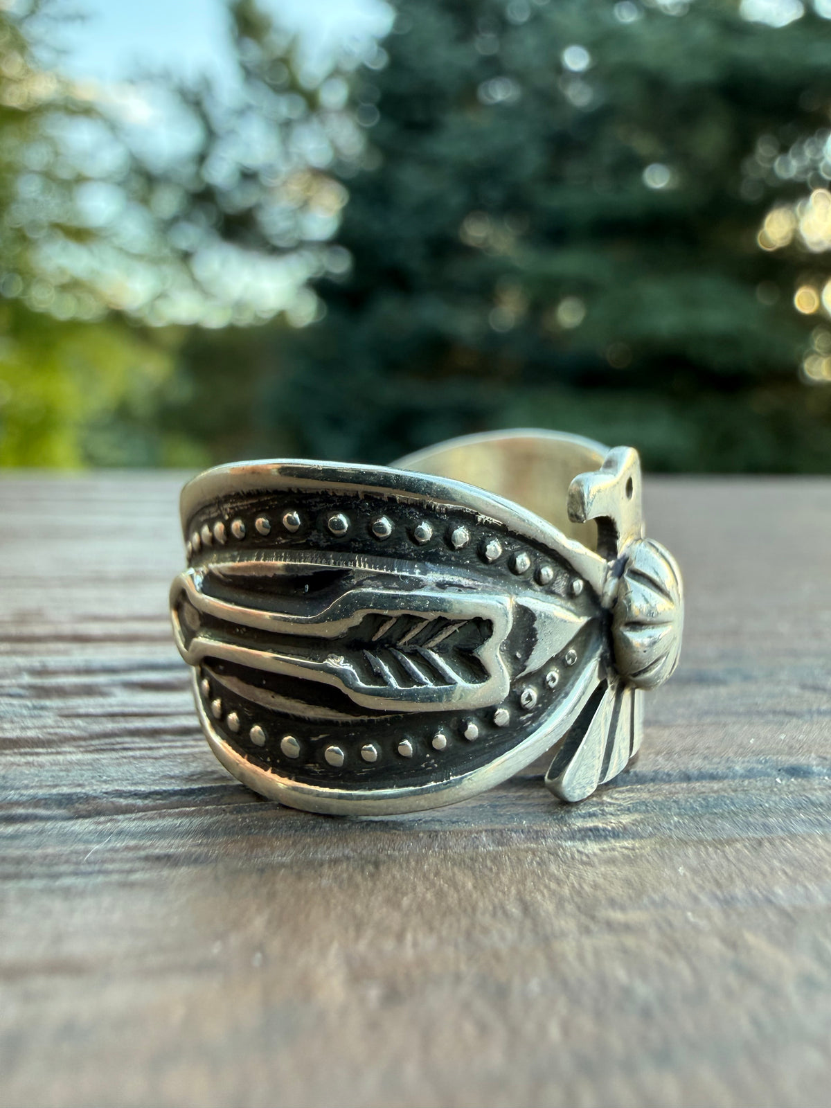 Darrell Cadman Handmade Navajo Thunderbird Ring SZ 9