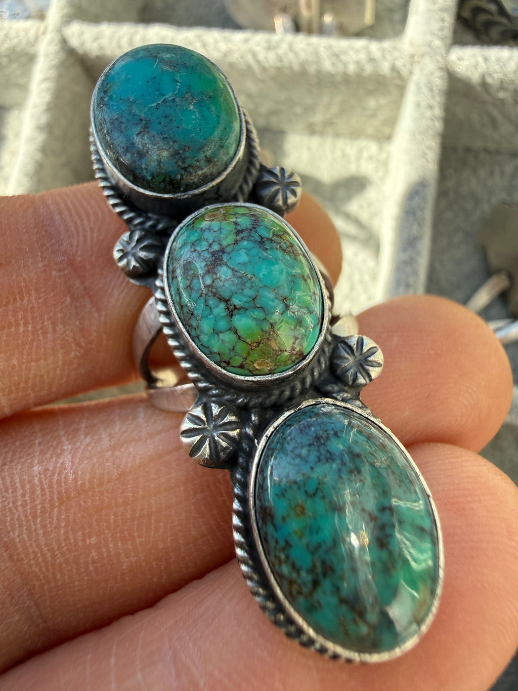 Anissa Martinez Navajo Sonoran Gold Turquoise Ring Size 7