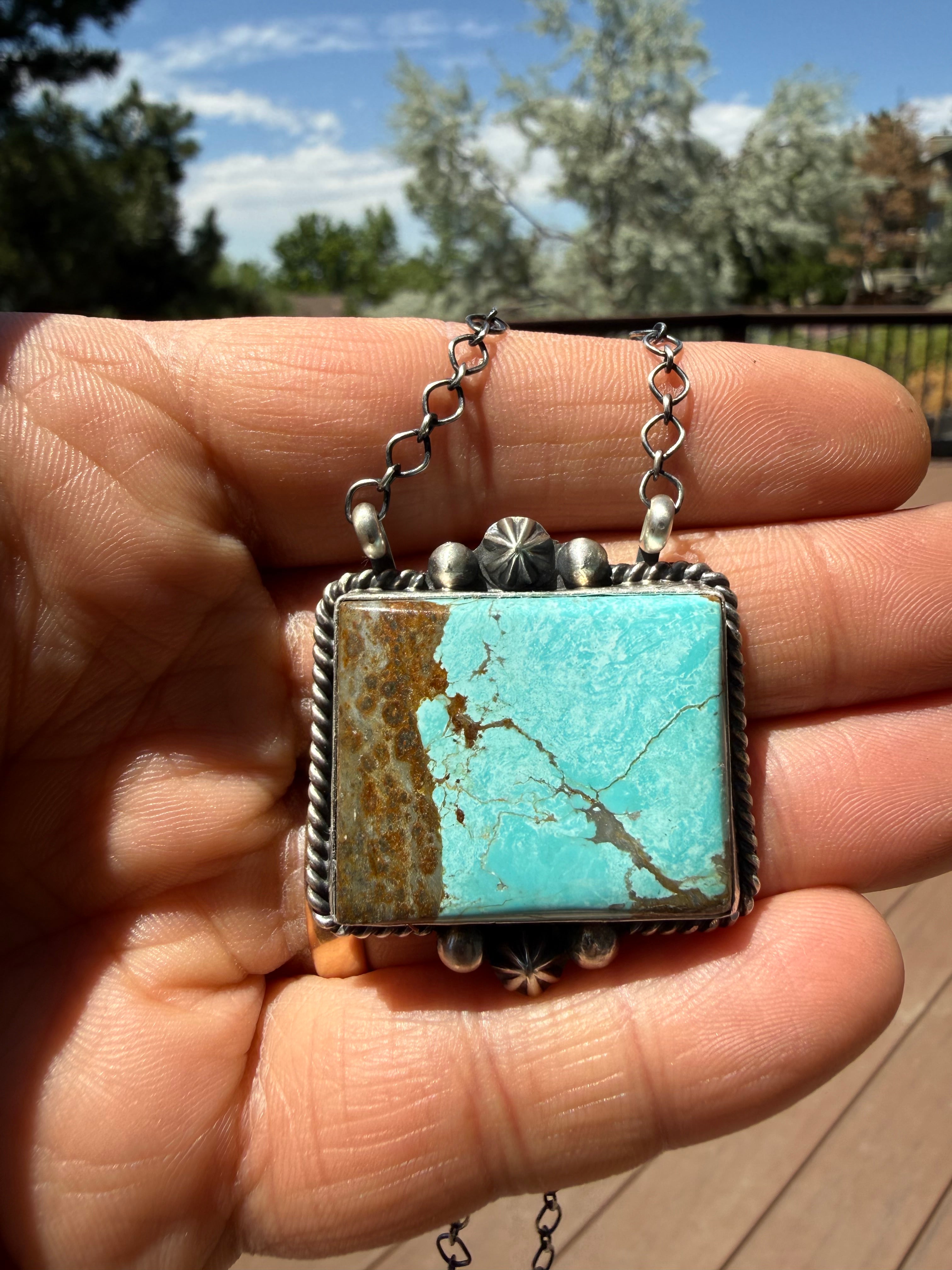 Myron Begay Navajo #8 Turquoise Necklace 18”