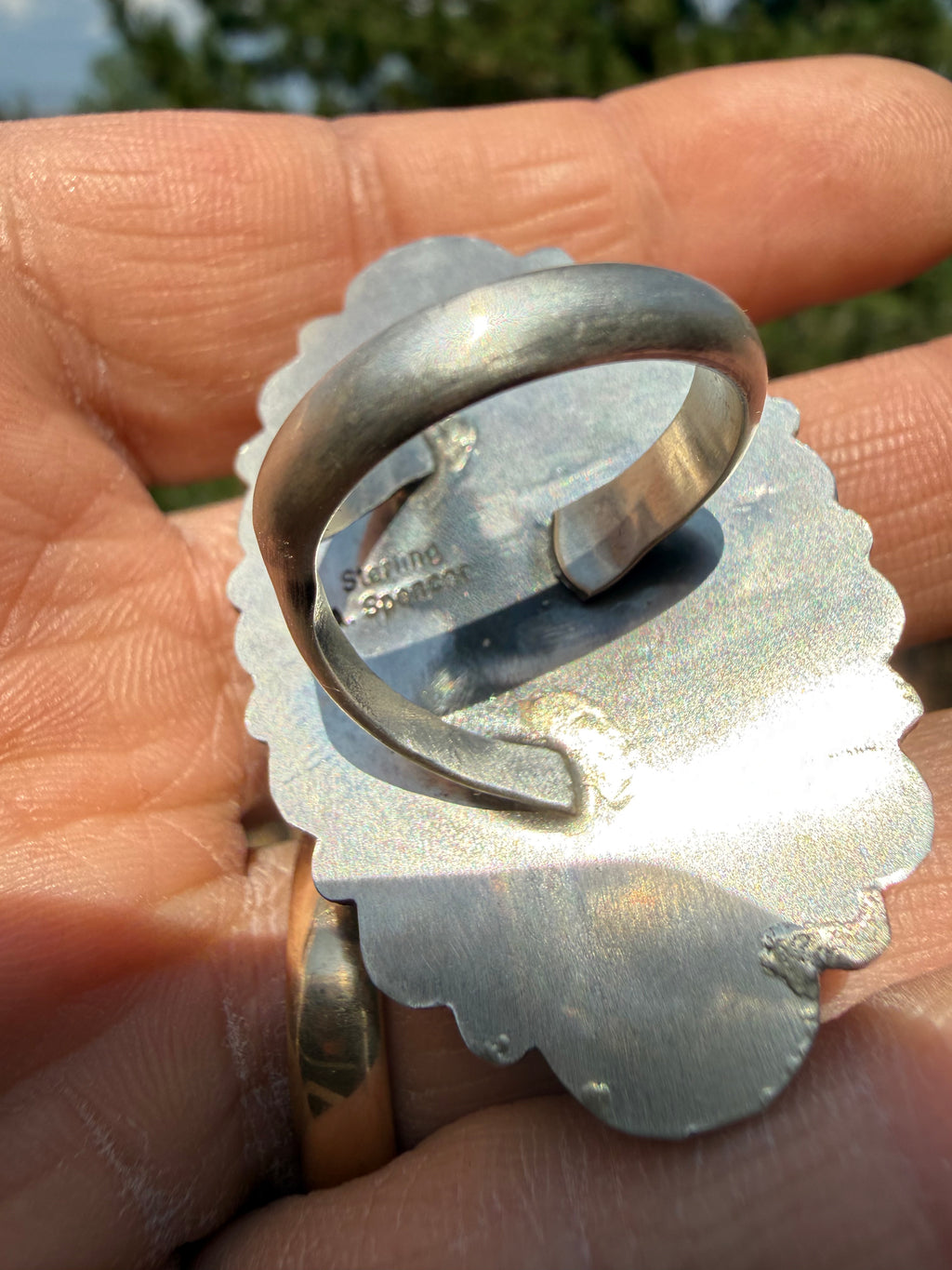 Annie Spencer Navajo Kingman Turquoise Ring Size Adjustable
