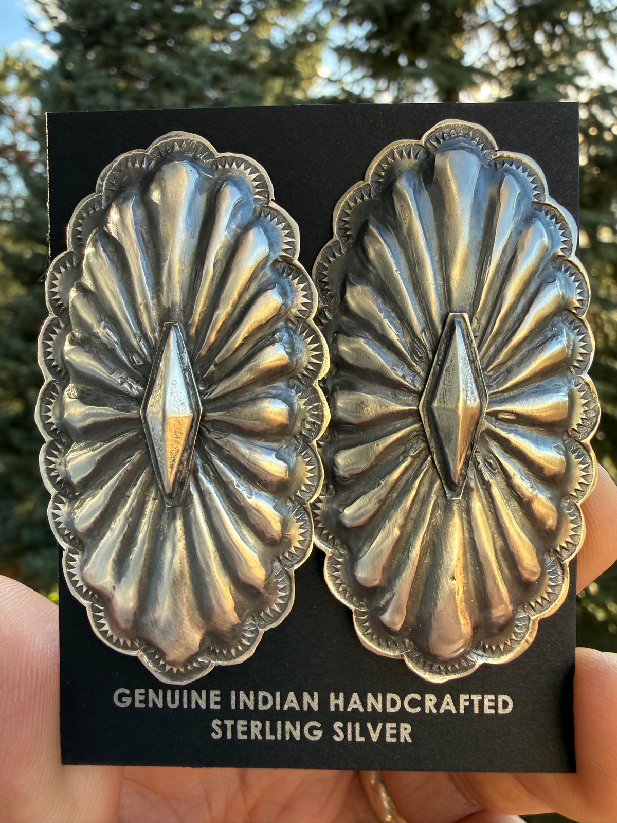 Rita Lee Handmade Navajo Post Concho Earrings