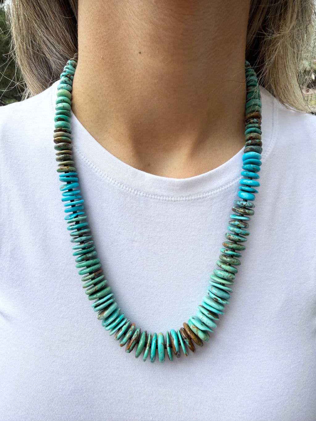 Kimberly Tom Navajo Graduated Turquoise Necklace 22”