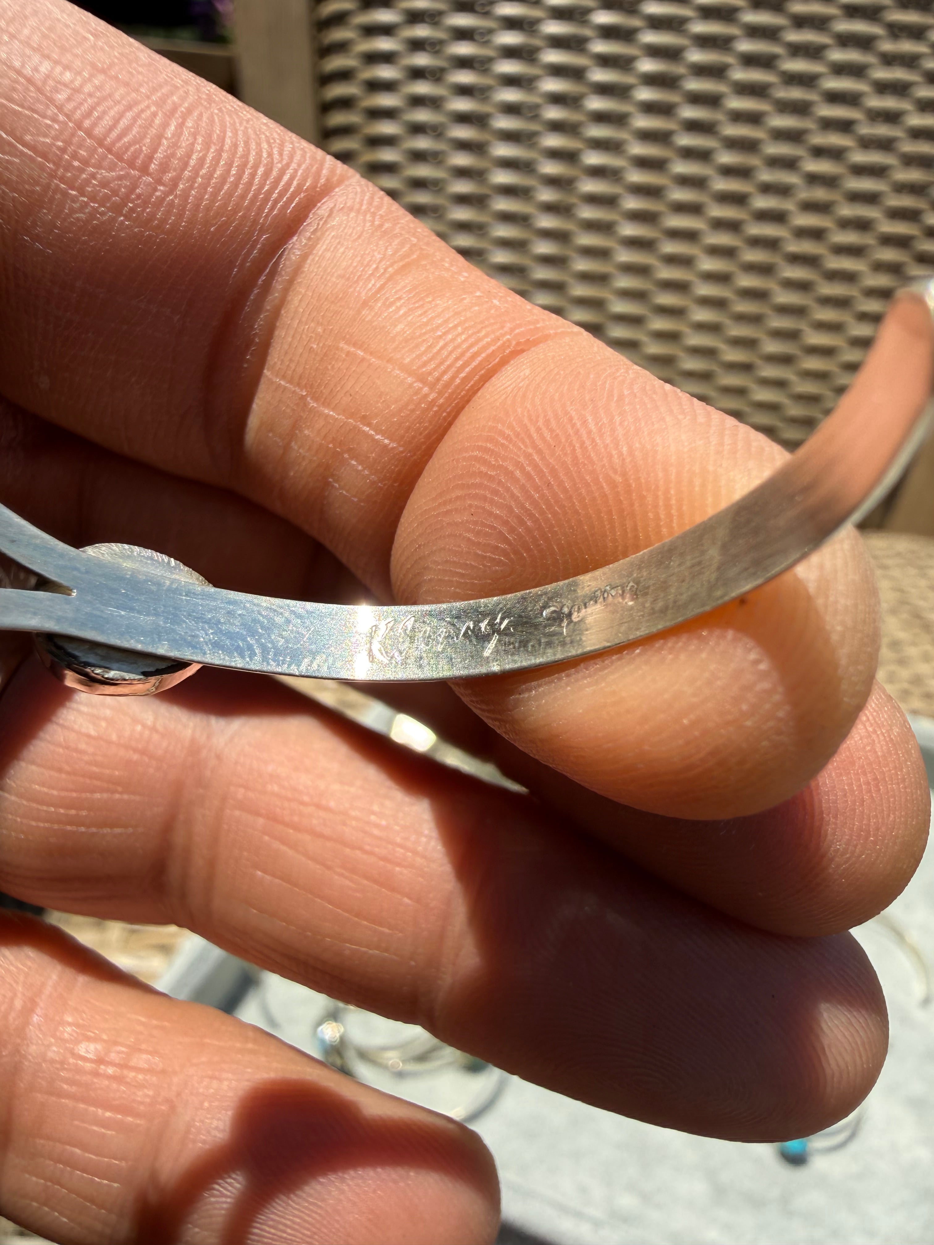 Keith Henry Navajo Sonoran Turquoise Dime Cuff Bracelet SZ 6.5
