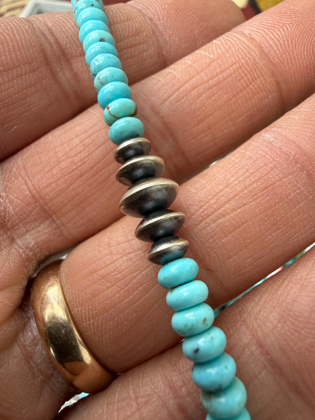Meranda Thompson Navajo #8 Turquoise & Handmade Navajo Pearls Necklace 18”