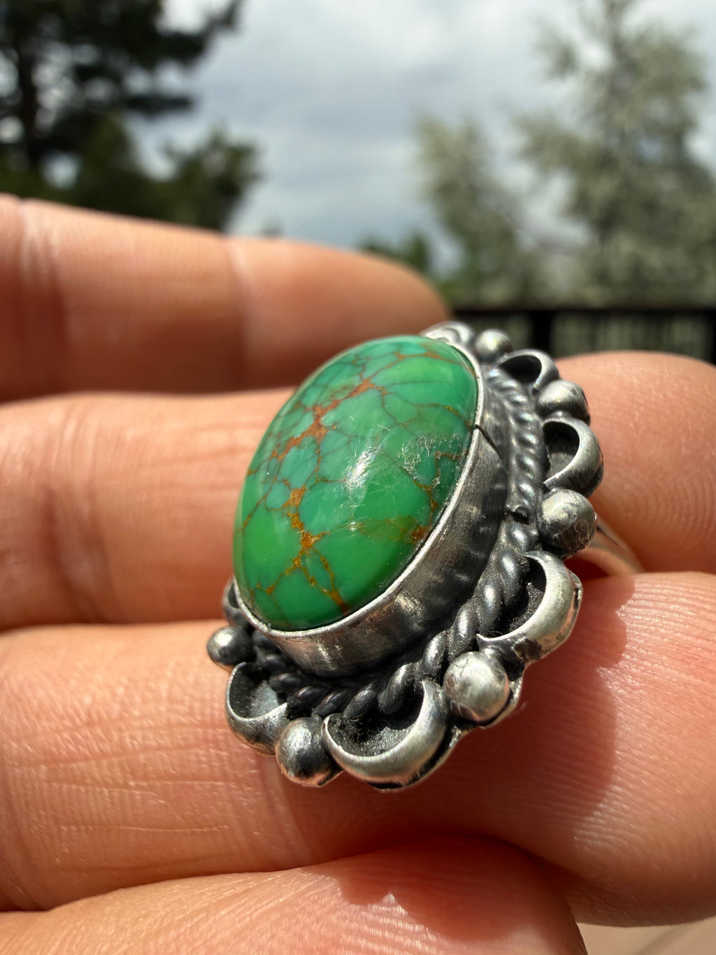 Freda Martinez Navajo Kingman Turquoise Ring SZ 8