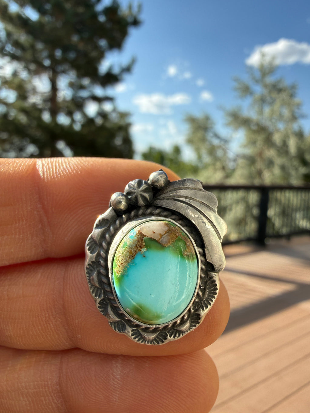 Ronnie Martinez Navajo Sonoran Gold Turquoise Ring Size 7.5