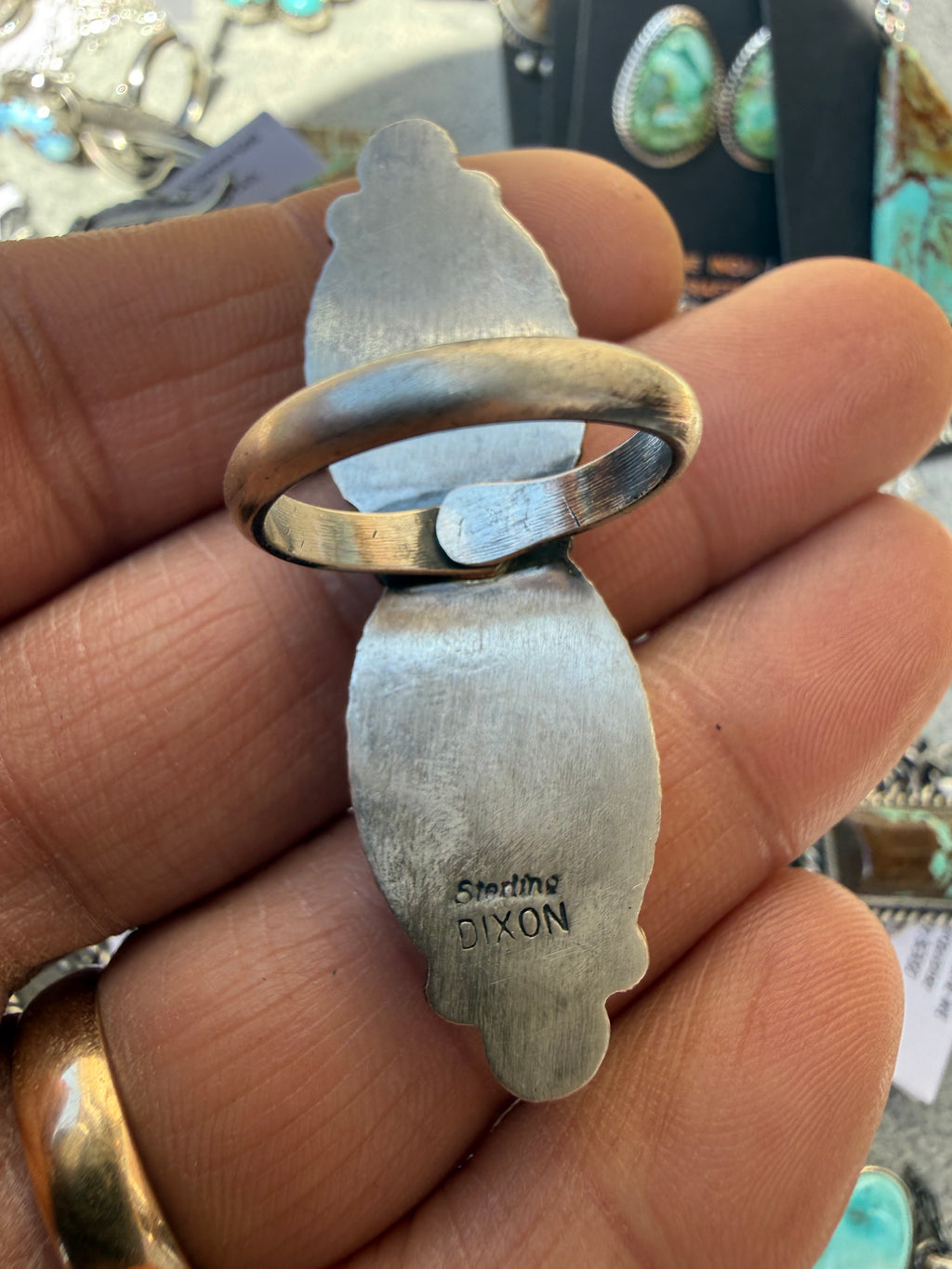 Johnny Dixon Navajo #8 Turquoise Ring SZ Adjustable