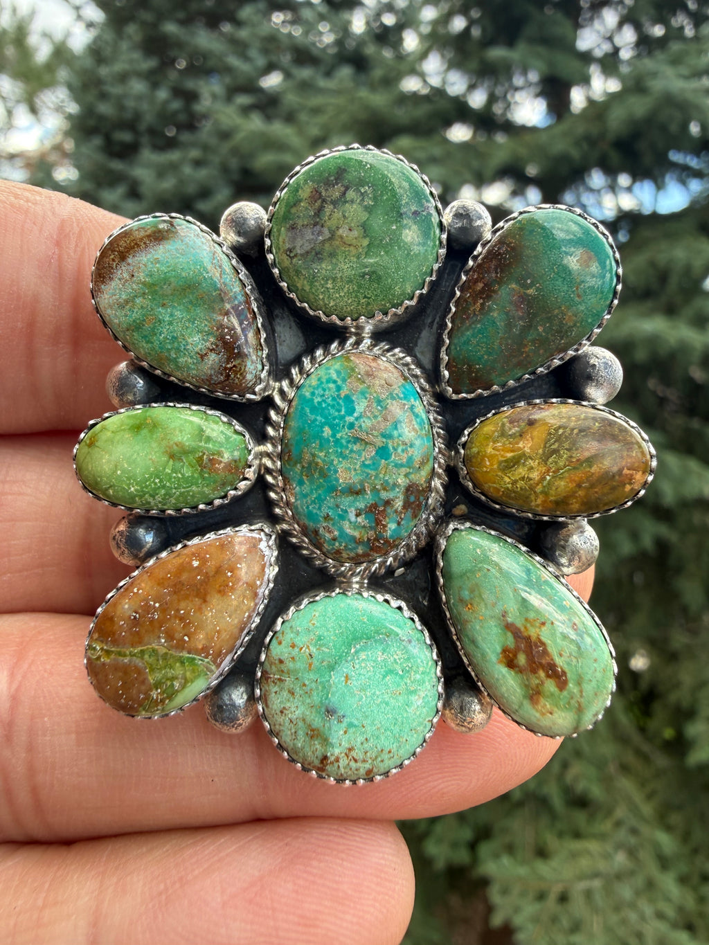Annie Spencer Verde Valley Turquoise Cluster Ring Size Adjustable