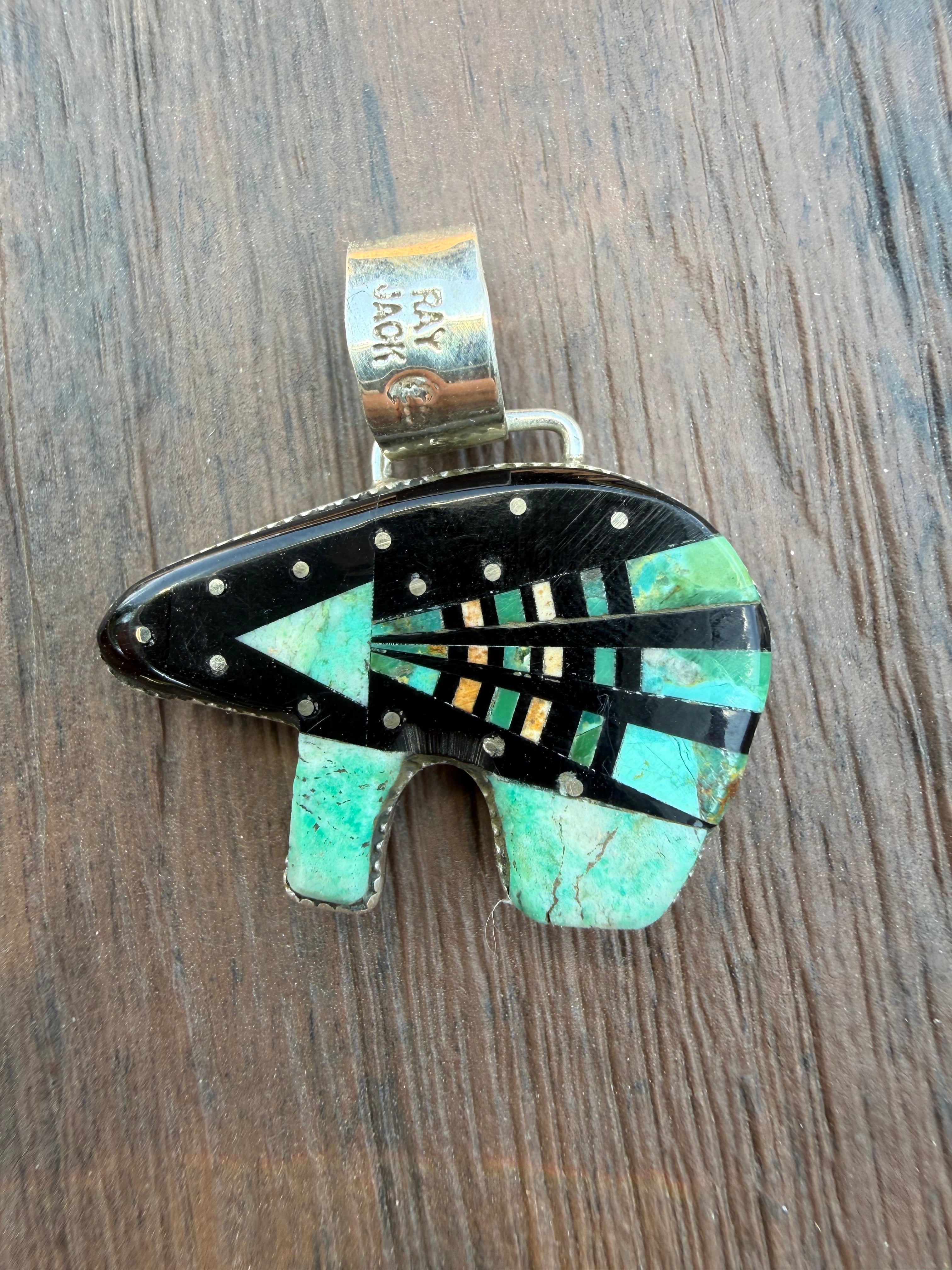 Ray Jack Navajo Micro Inlaid double-sided Pendant